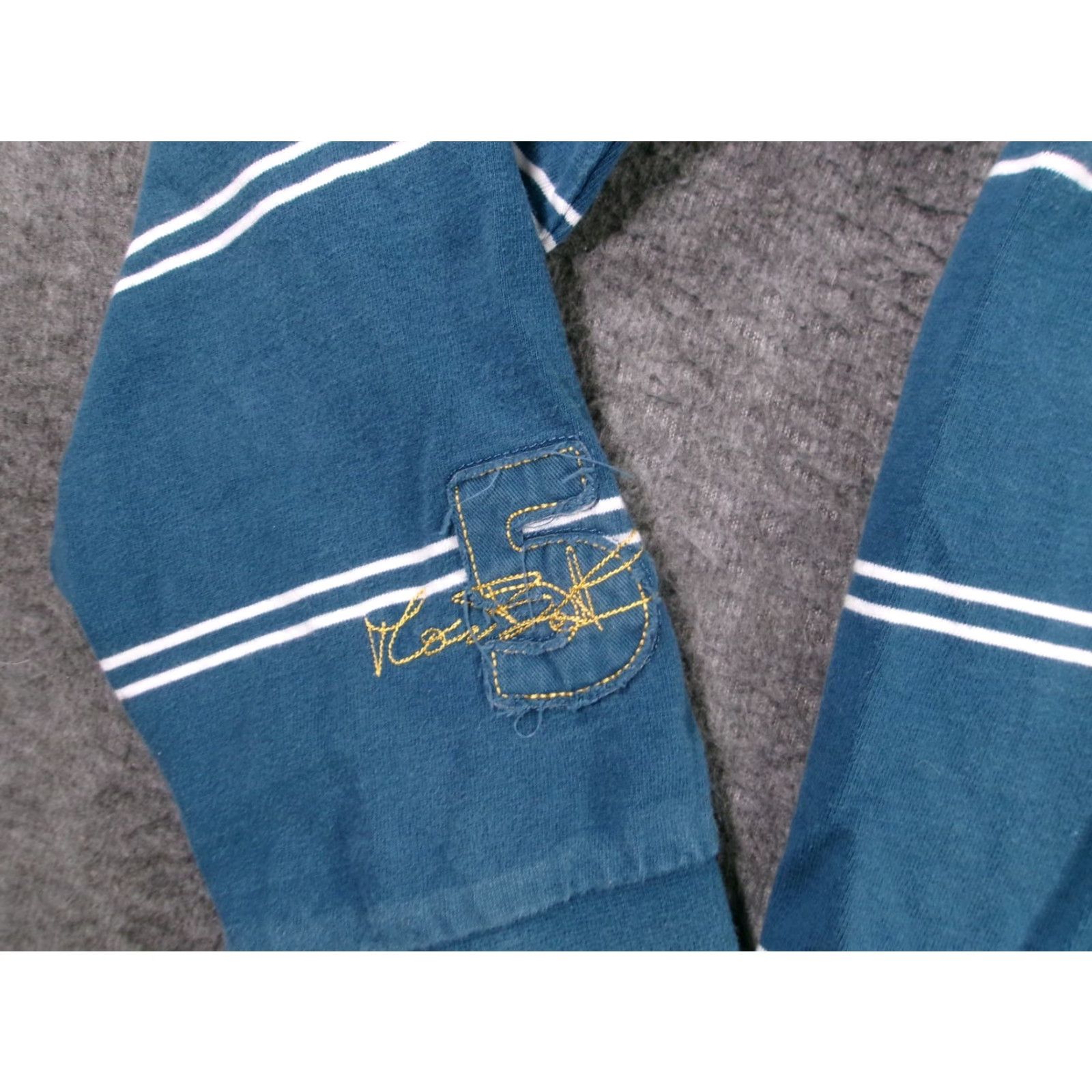 Vintage Mud & Glory Rugby Polo Mens XL Blue Striped Long Sleeve ITA Patch Italy Cotton Size US XL / EU 56 / 4 - 6 Thumbnail