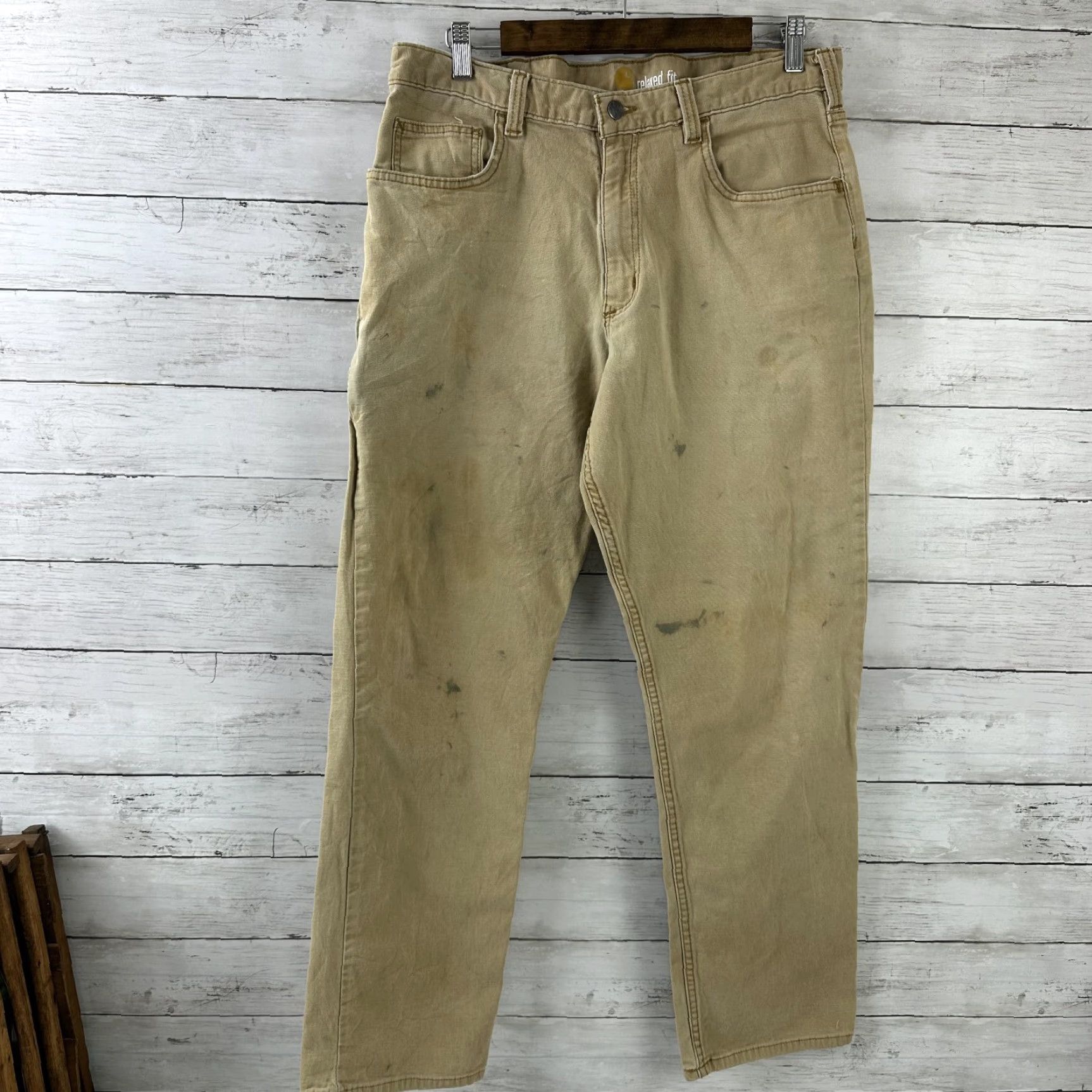 Carhartt Carhartt Pants Baggy Relaxed Fit 5-Pocket Canvas Workwear Mens 34x32 Brown Industrial Carpenter Short Description: Stains - Pre-Owned Size US 34 / EU 50 - 5 Thumbnail