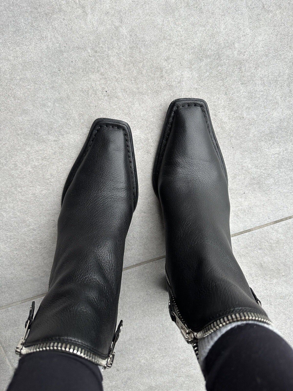 Alexander Wang Alexander Wang Lane Zip Leather Square Toe Ankle Heel Boots Size US 8 / IT 38 - 4 Thumbnail