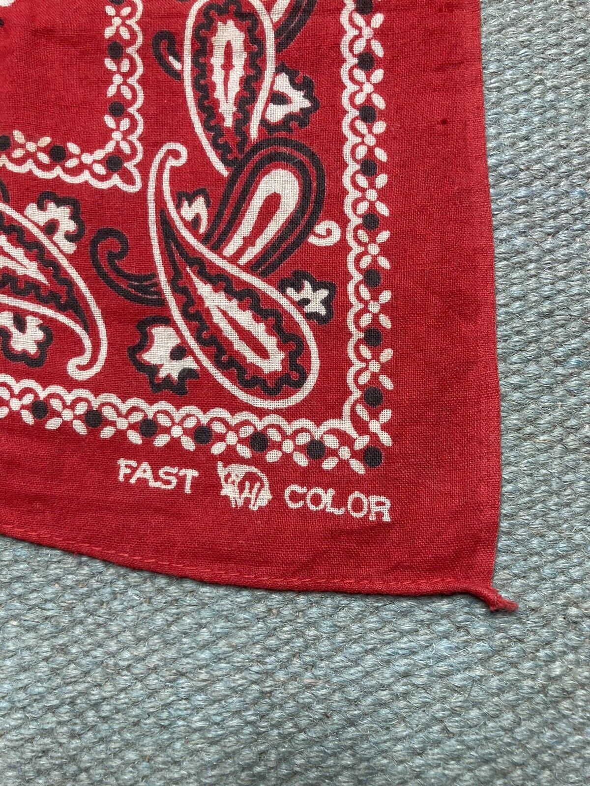 elephant bandana trunk down fast color paisley selvedge dots