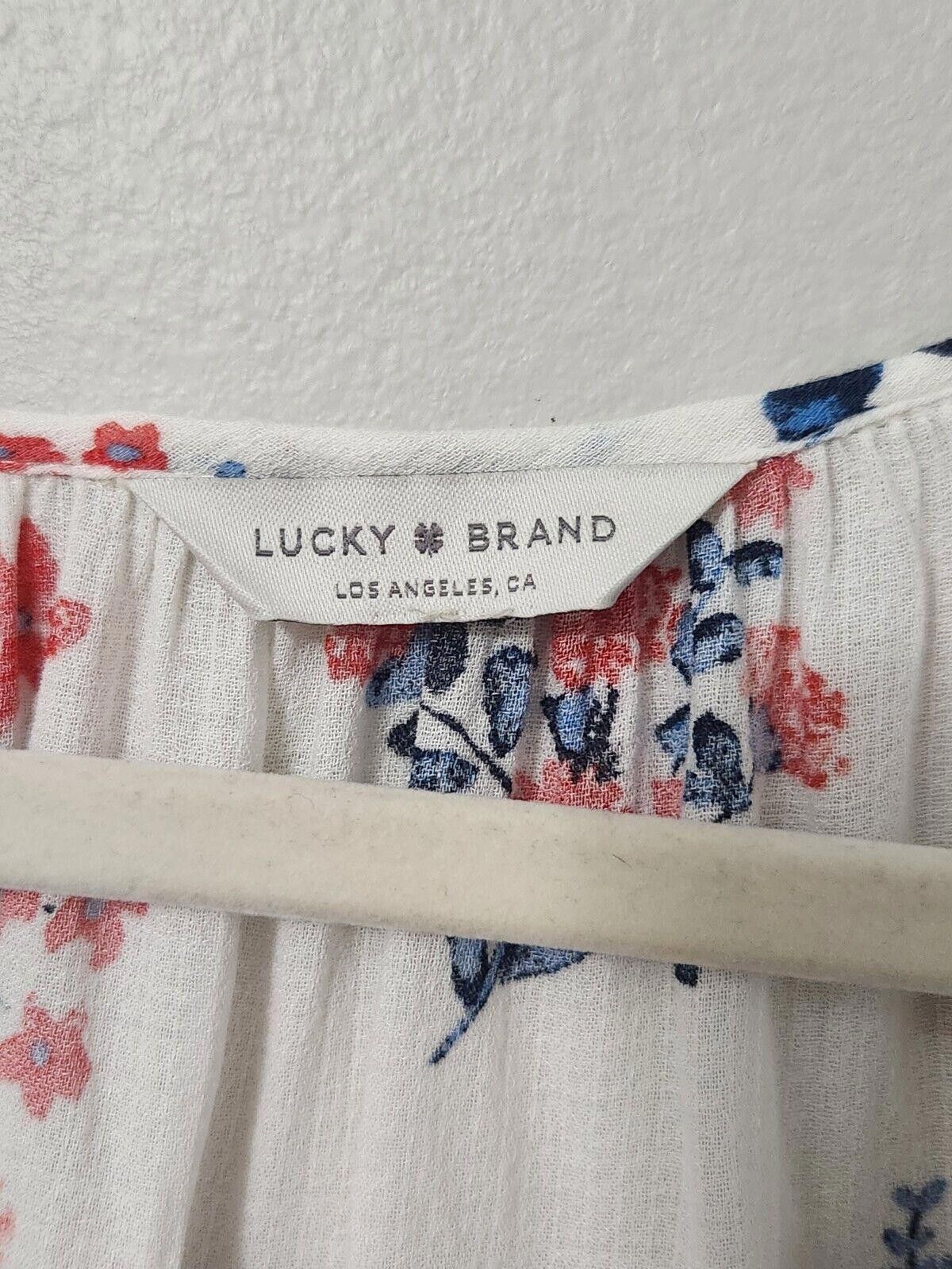 Lucky Brand Lucky Brand Top Medium White Long Sleeve V Neck Peasant Boho Size M / US 6-8 / IT 42-44 - 3 Thumbnail