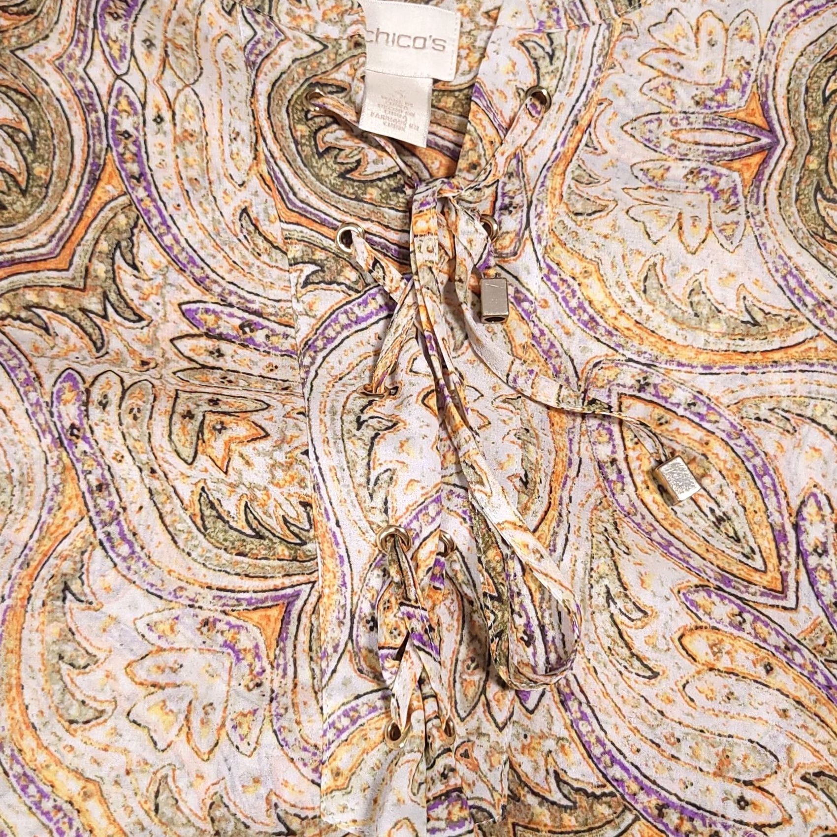 Vintage Chico's Paisley V-Neck High Low Tunic Shirt Women's XL Boho Lightweight Size XL / US 12-14 / IT 48-50 - 4 Thumbnail