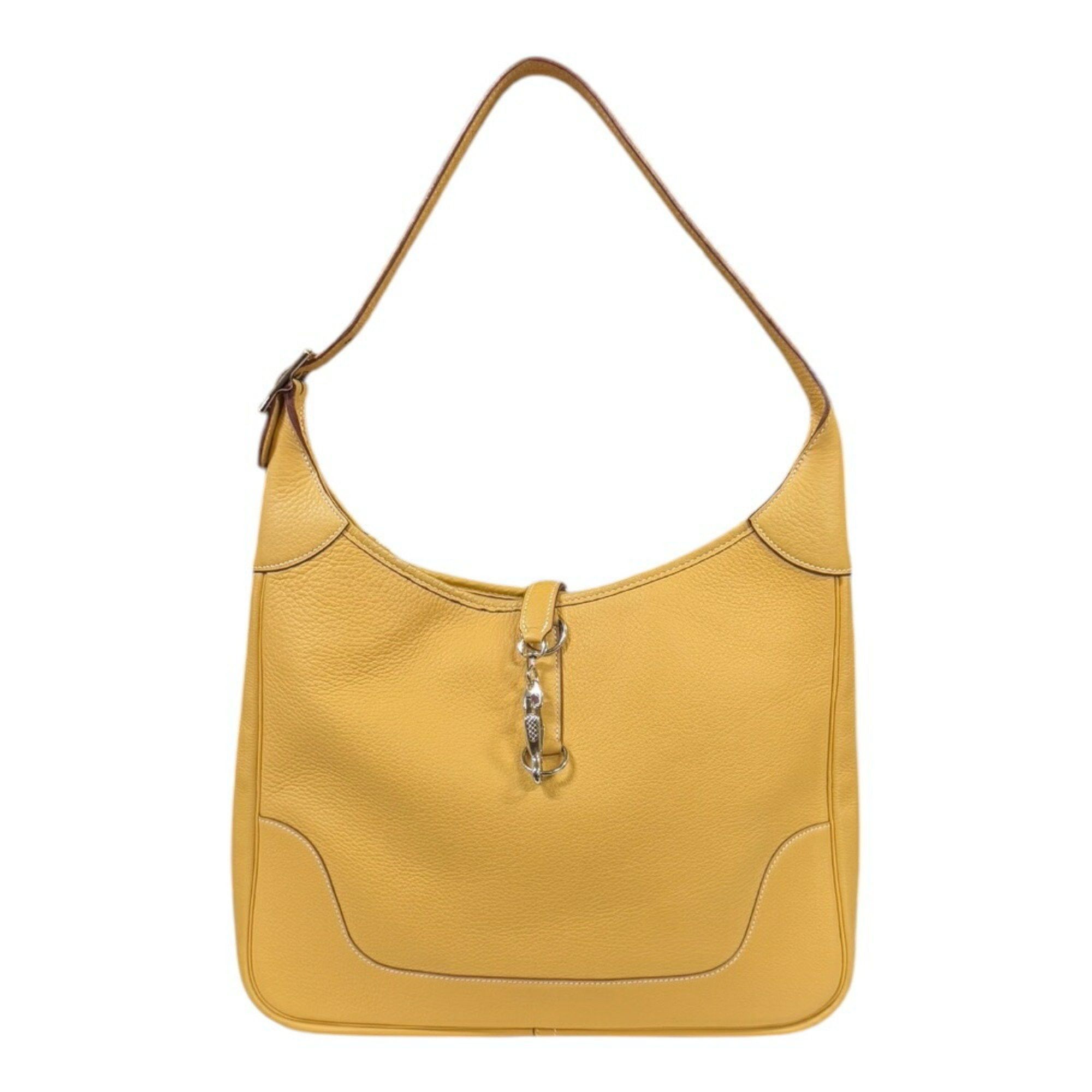 Hermes Trim 35 Shoulder Bag Taurillon Clemence Yellow Women's HERMES