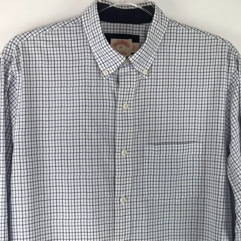 Brooks Brothers Brooks Brothers Mens Dress Shirt M Button-Down Checkered Pocket Long Sleeve Blue White Size 40R - 3 Thumbnail