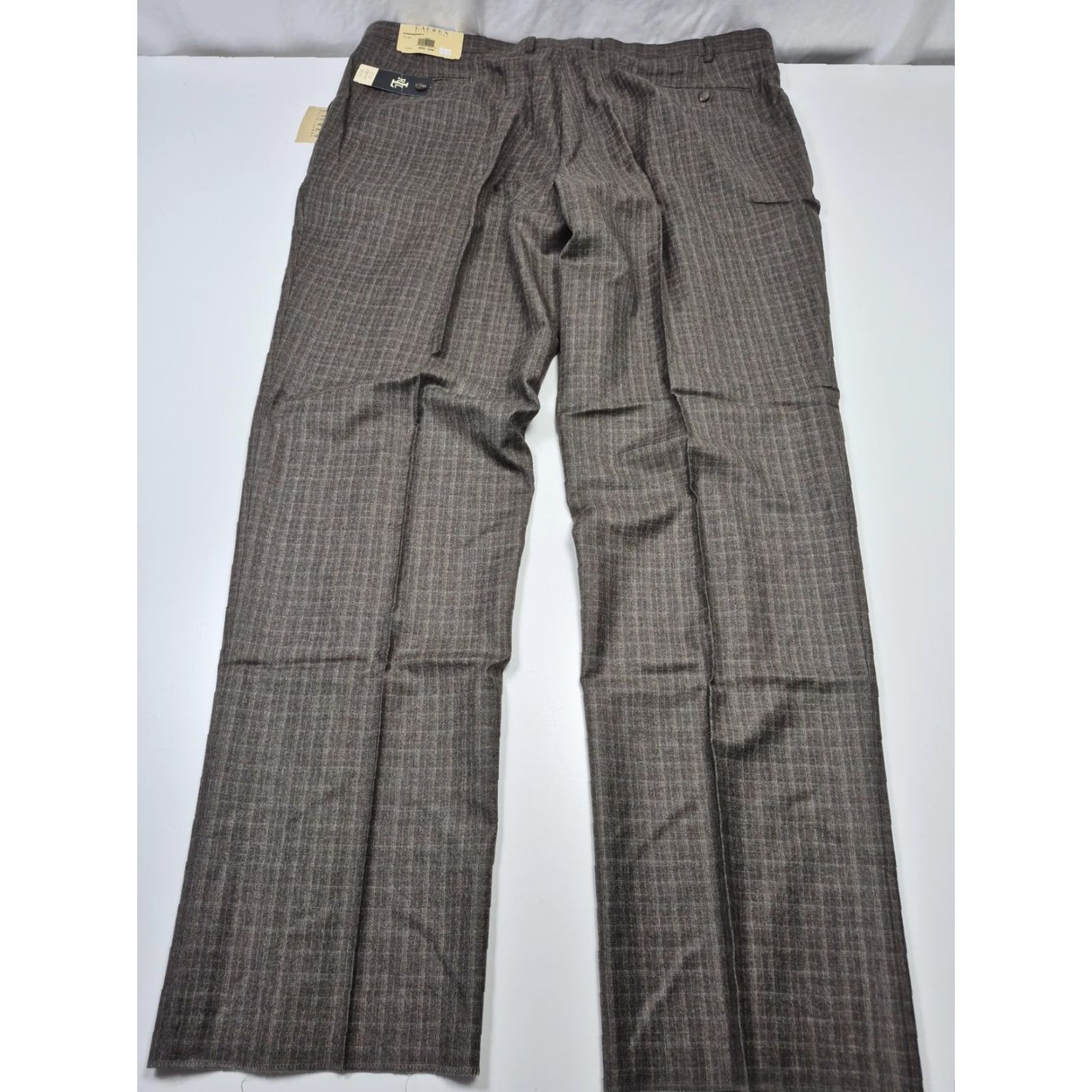Ralph Lauren VTG Ralph Lauren Dress Pants Mens 46x36 Brown Wool Flat Front Check NWT Unhemmed Size US 30 / EU 46 - 5 Thumbnail