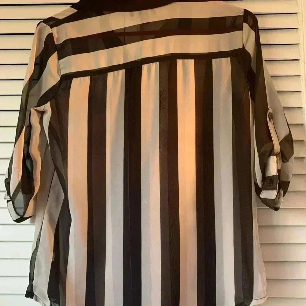 Designer IZ Byer Women's Striped Button-Up Blouse Size XS / US 0-2 / IT 36-38 - 4 Thumbnail