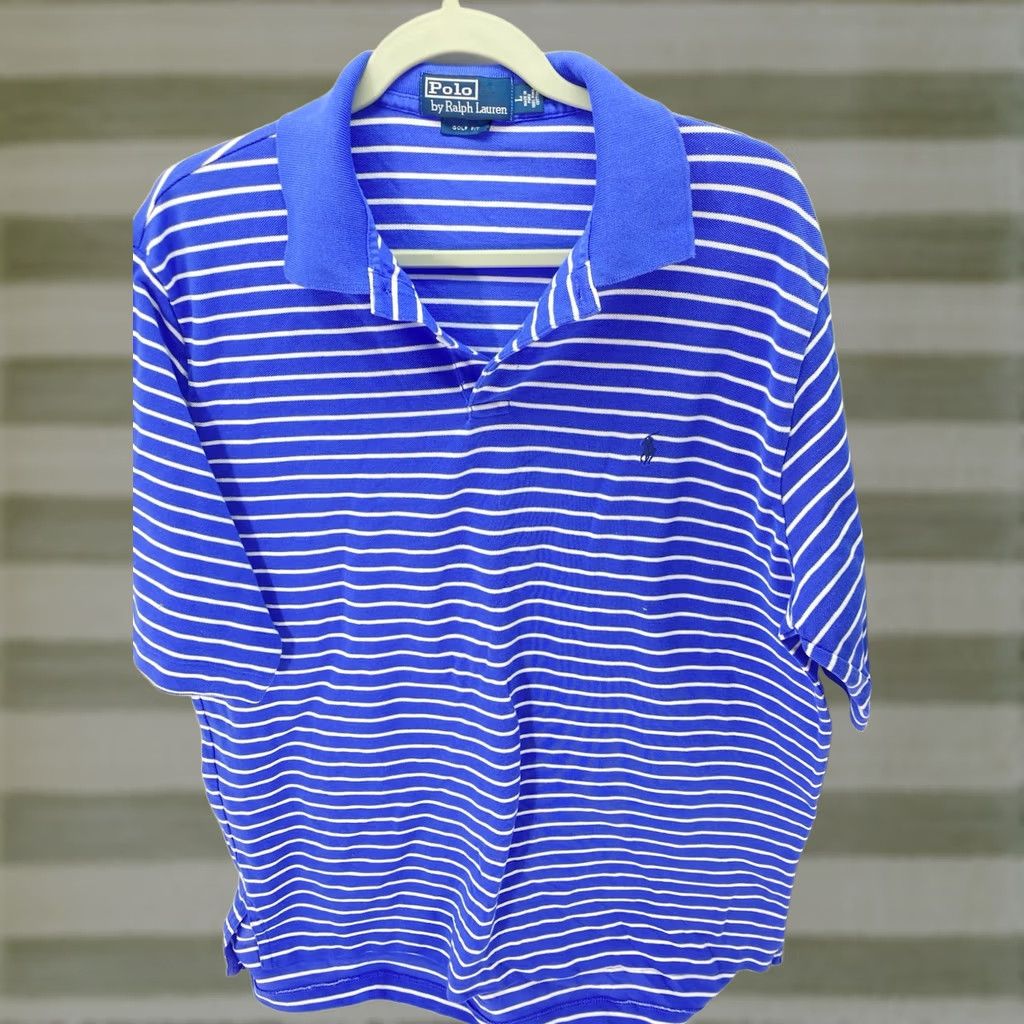 Ralph Lauren Ralph Lauren Polo Golf Shirt Men Size Large Blue Stripe Pima Cotton Short Sleeve Size US L / EU 52-54 / 3 - 1 Thumbnail