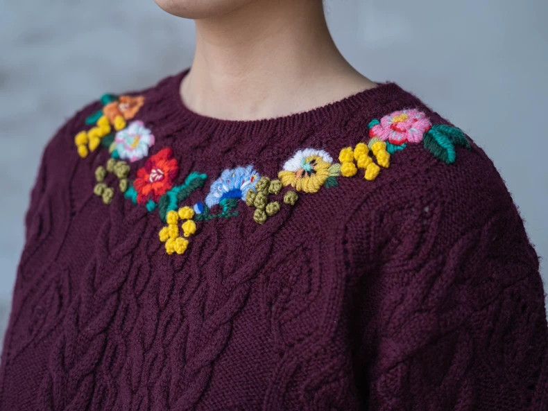 Kenzo KENZO Red embroidered floral knit sweater with wine red ac Size M / US 6-8 / IT 42-44 - 7 Thumbnail