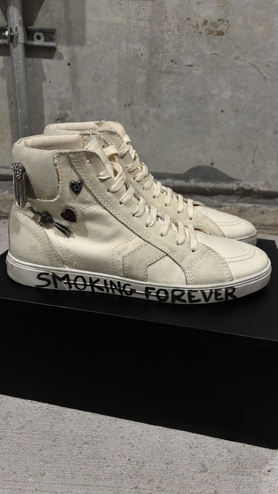 Saint Laurent Paris Saint Laurent Paris “Smoking Forever” High Top Sneaker Size US 11 / EU 44 - 25 Thumbnail