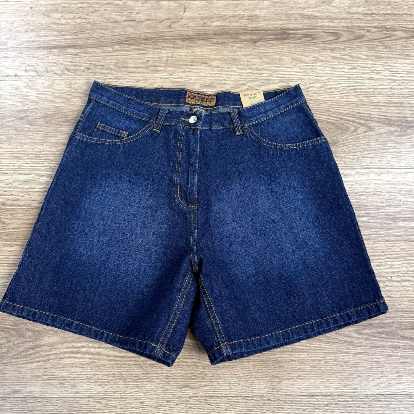 Vintage VINTAGE Paris Angel Denim Shorts Bermuda Women 14 High Rise Blue Embroidered Pockets 6in Inseam Ladies Size 36" / US 14 / IT 50 - 3 Thumbnail
