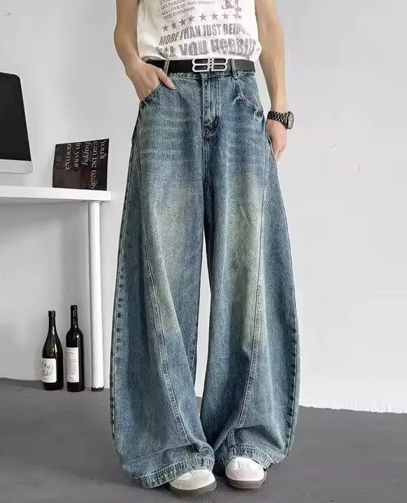 Japanese Brand × Leather Streetwear Baggy Jeans Size US 30 / EU 46 - 1 Thumbnail