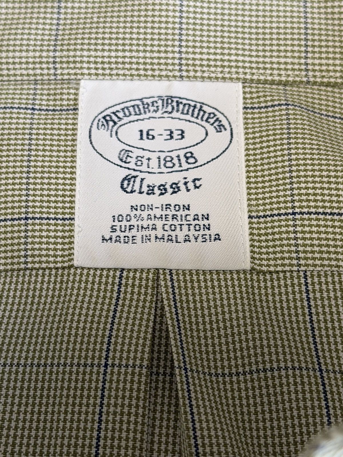 Brooks Brothers Brooks Brothers Non Iron Khaki & Blue Button Down 16x33 Size US XL / EU 56 / 4 - 2 Thumbnail