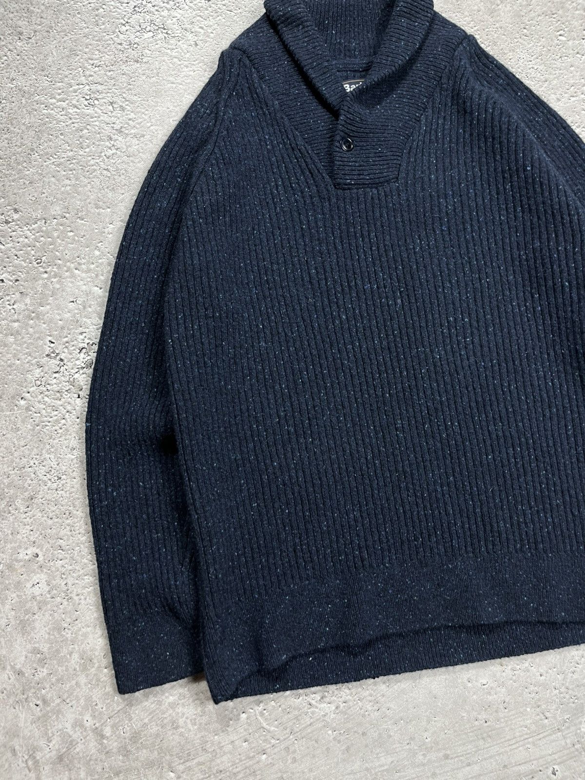 Barbour Barbour Wool Blend Ribbed Shawl Collar Sweater XL Navy Size US XL / EU 56 / 4 - 3 Thumbnail