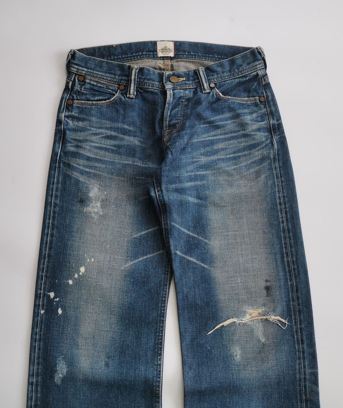 Japanese Brand Selvedge Luxluft Nave Japan Distressed Bleach Platter Jeans Size US 28 / EU 44 - 5 Thumbnail
