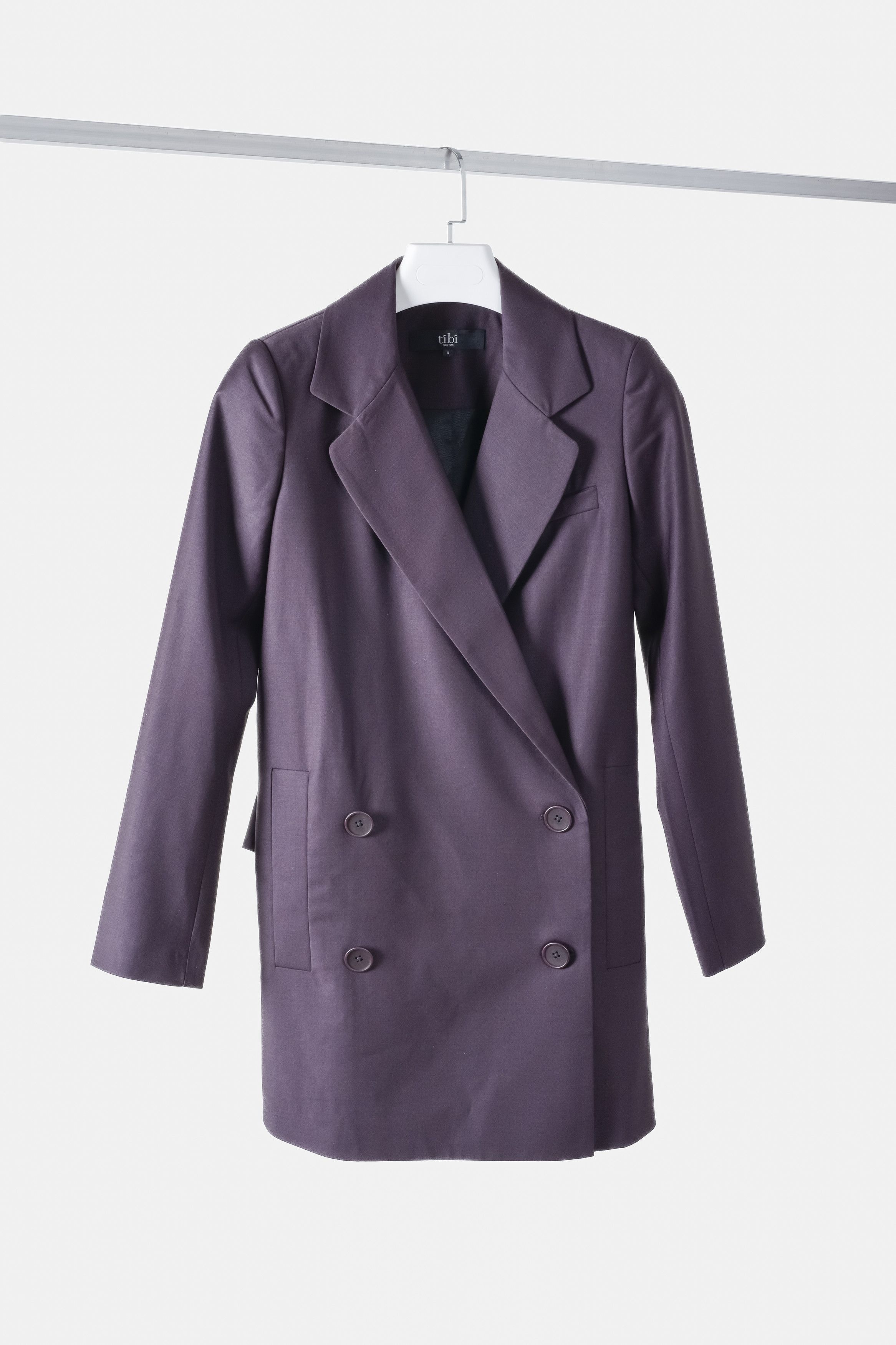 Image of Tibi Eggplant Double-Breasted Blazer, Women's (Size XS)