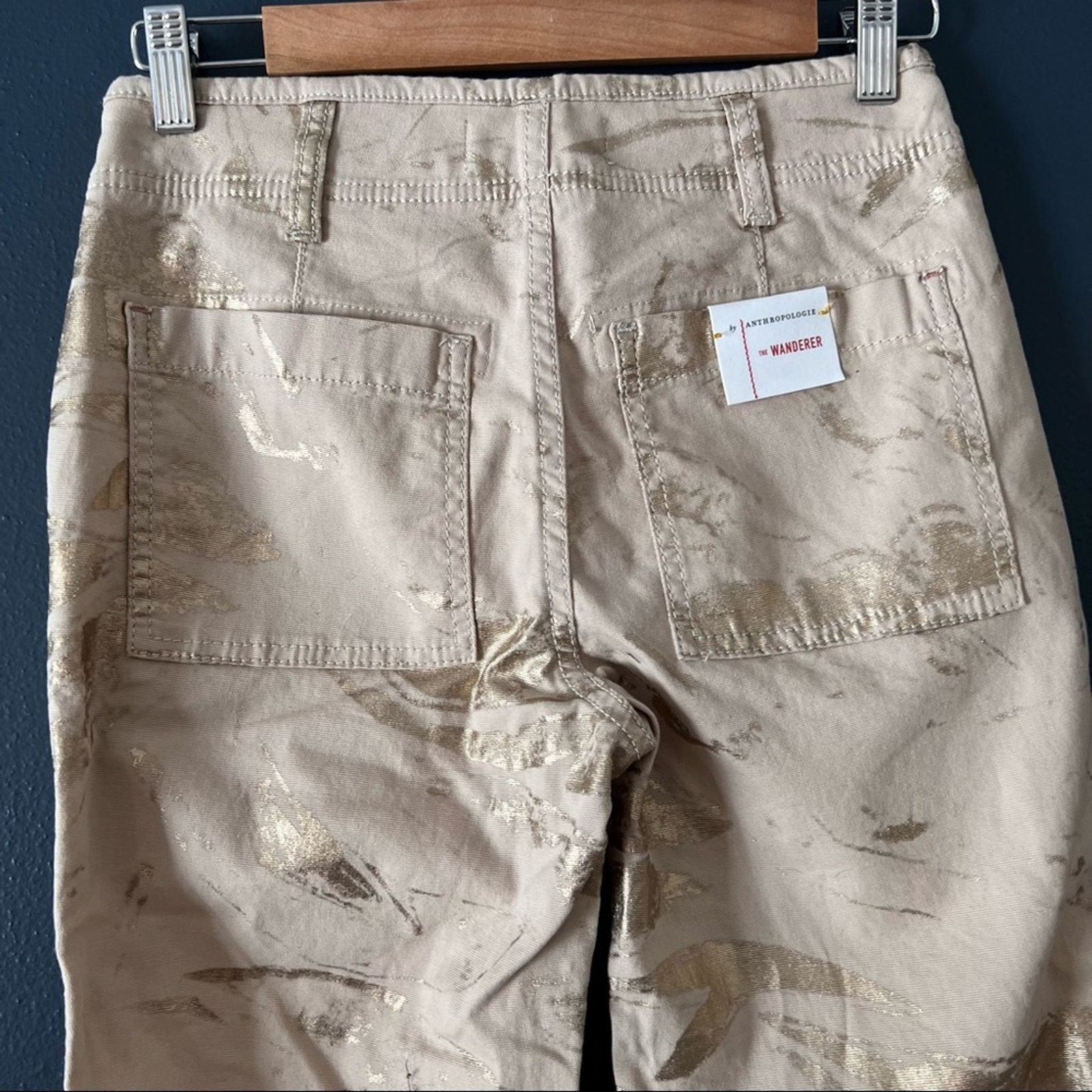 Anthropologie Anthropologie Wanderer utility pant khaki and gold painted Size 28" / US 6 / IT 42 - 3 Thumbnail