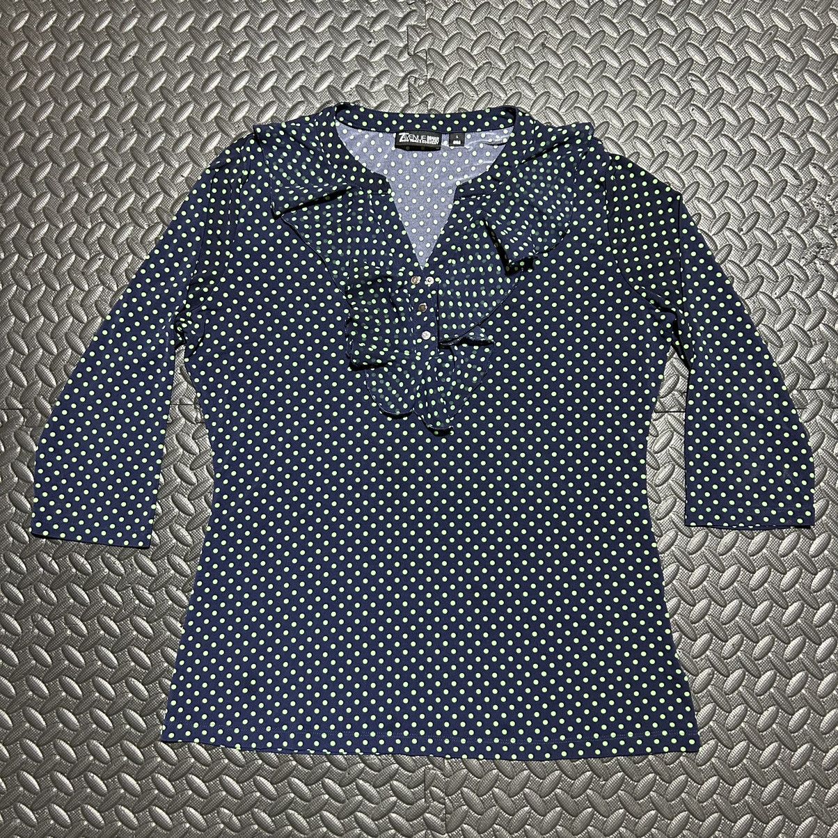 Other 7th Avenue Design Studio Top Ruffle Blouse Polka Dot Large Size L / US 10 / IT 46 - 1 Thumbnail