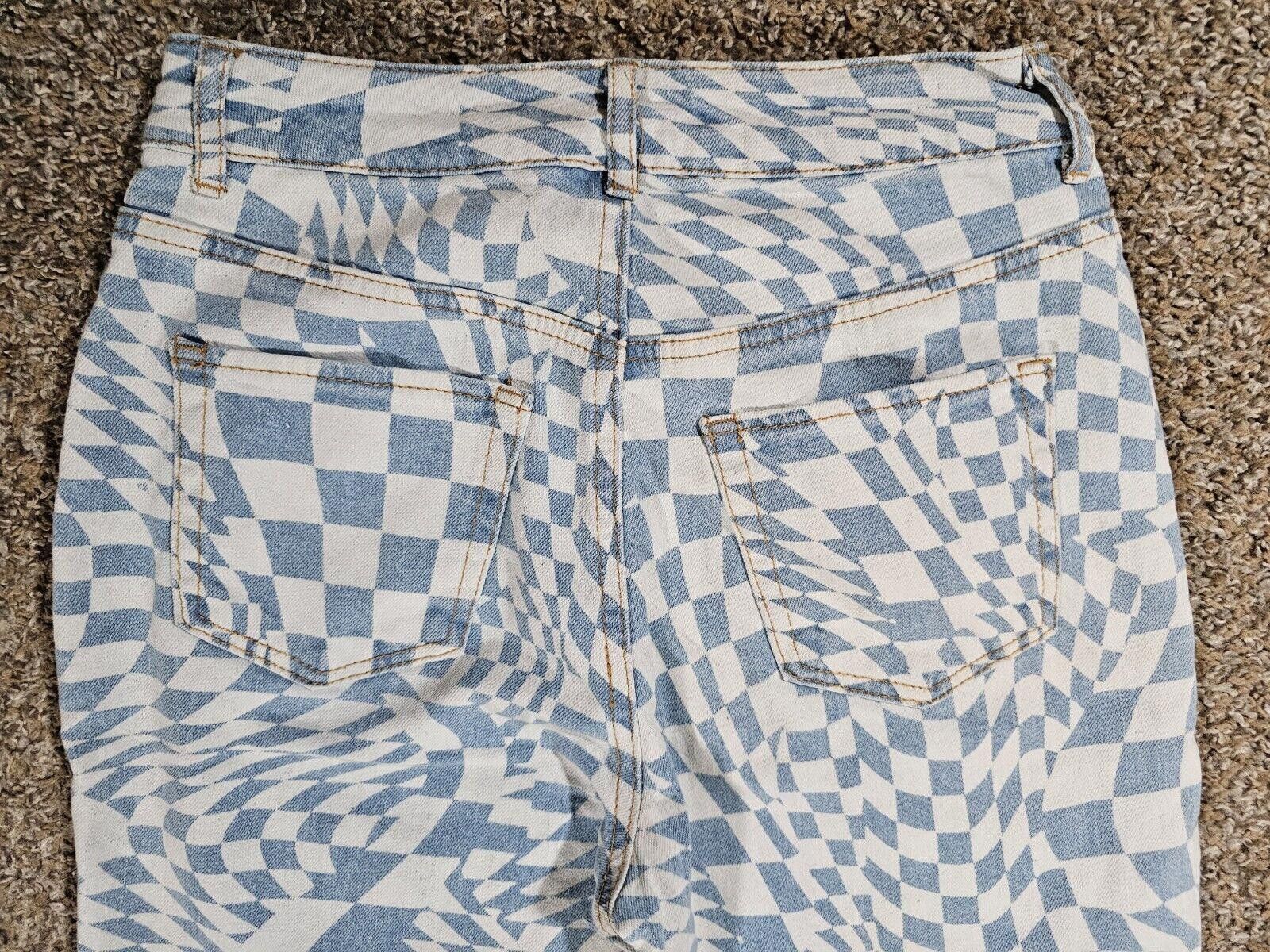 Designer tinseltown optical illusion trippy 5 jean Fray Hems Distress Size 30" / US 8 / IT 44 - 8 Thumbnail