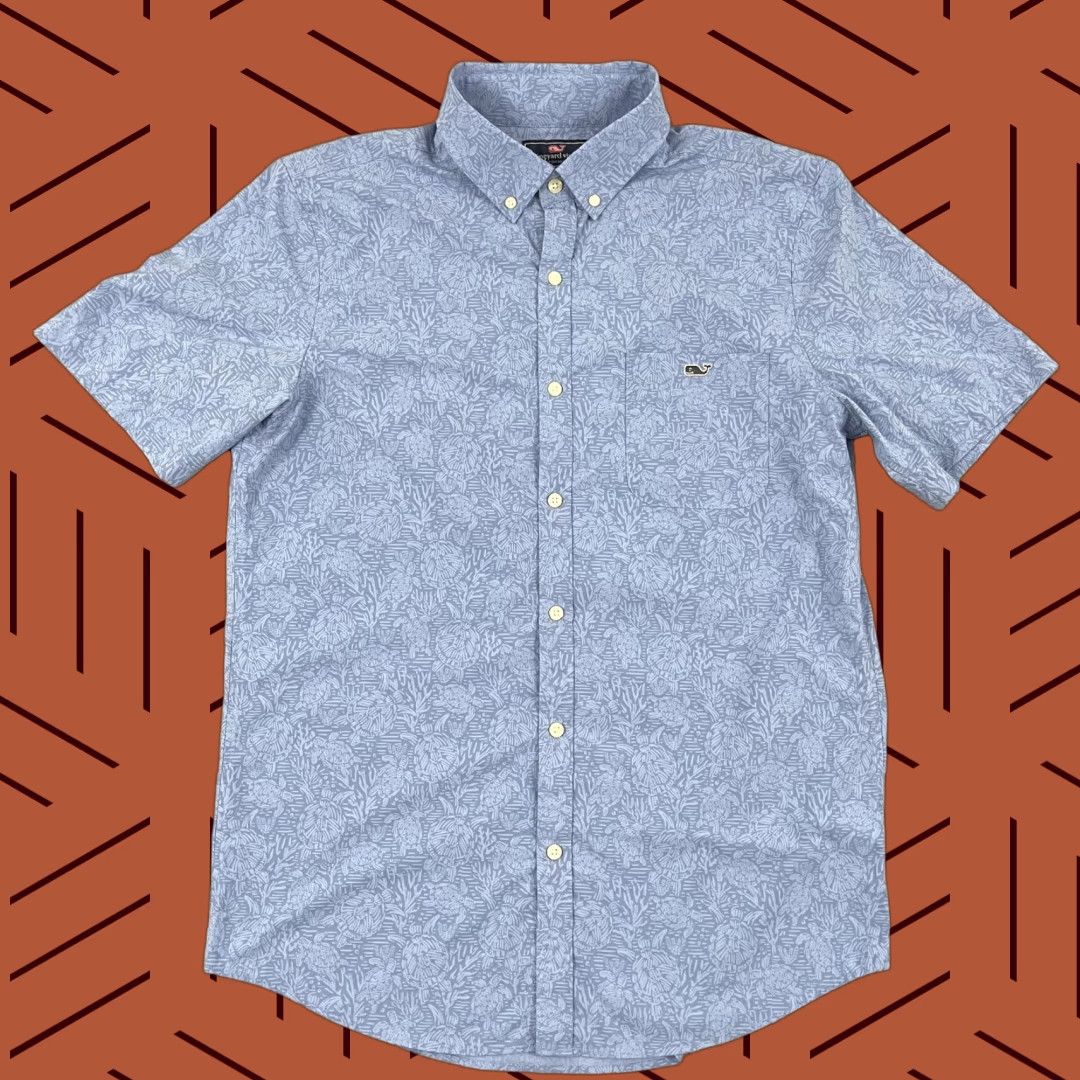 Vineyard Vines Vineyard Vines Men's Tucker Shirt Short Sleeve Button-Up Casual Blue Sea Turtle Performance Slim Fit M Size US M / EU 48-50 / 2 - 1 Thumbnail