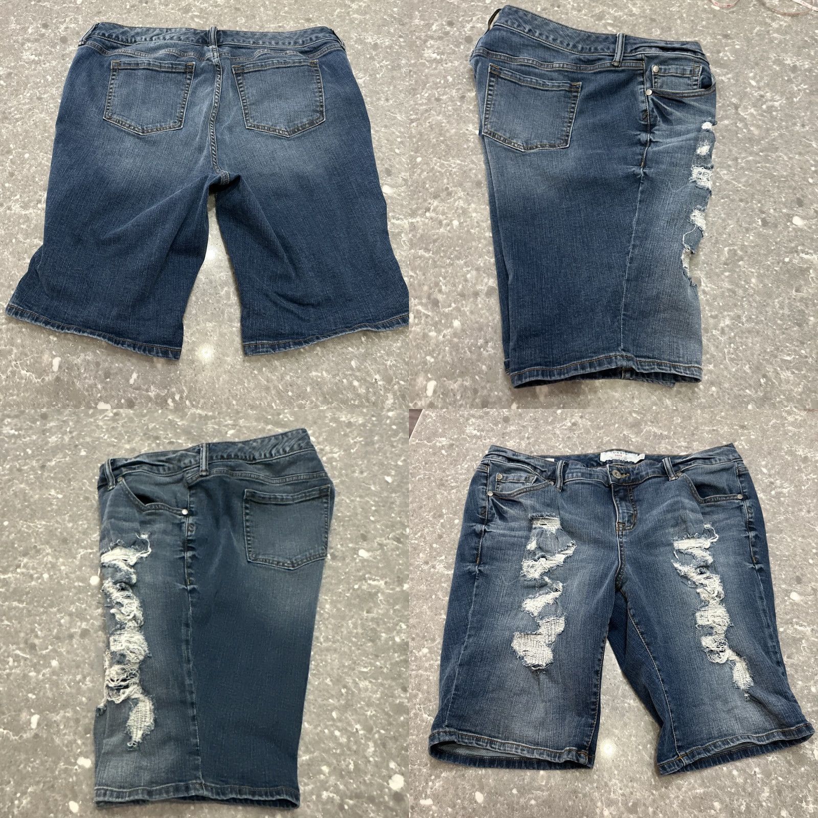 Torrid Torrid Boyfriend Shorts 18 Blue Denim Pockets Ripped Distressed Stretch Plus Size 40" / US 18 - 10 Thumbnail