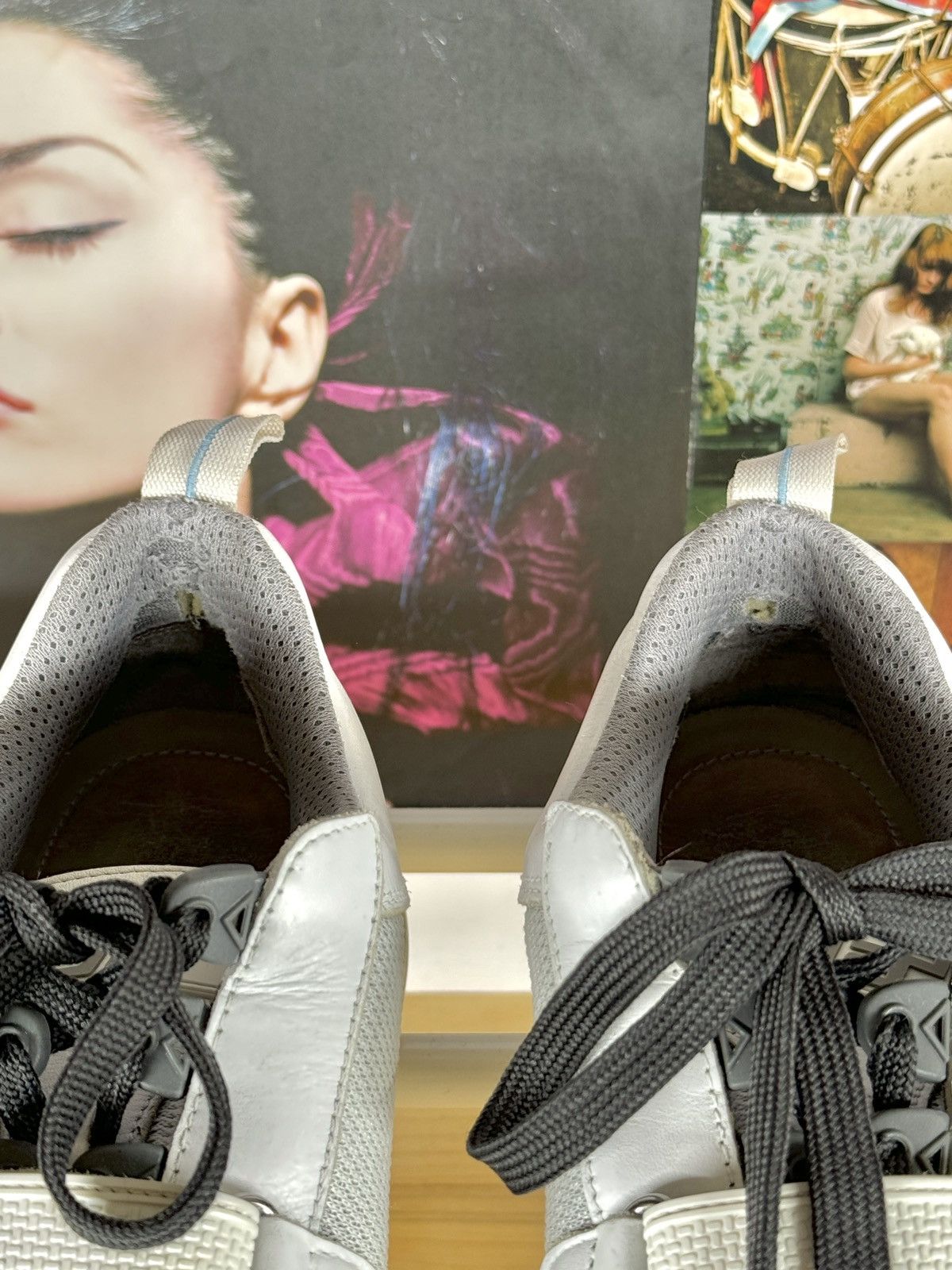 Prada Mechano Silver White Leather Strap Sneakers Size US 8.5 / EU 41-42 - 11 Thumbnail