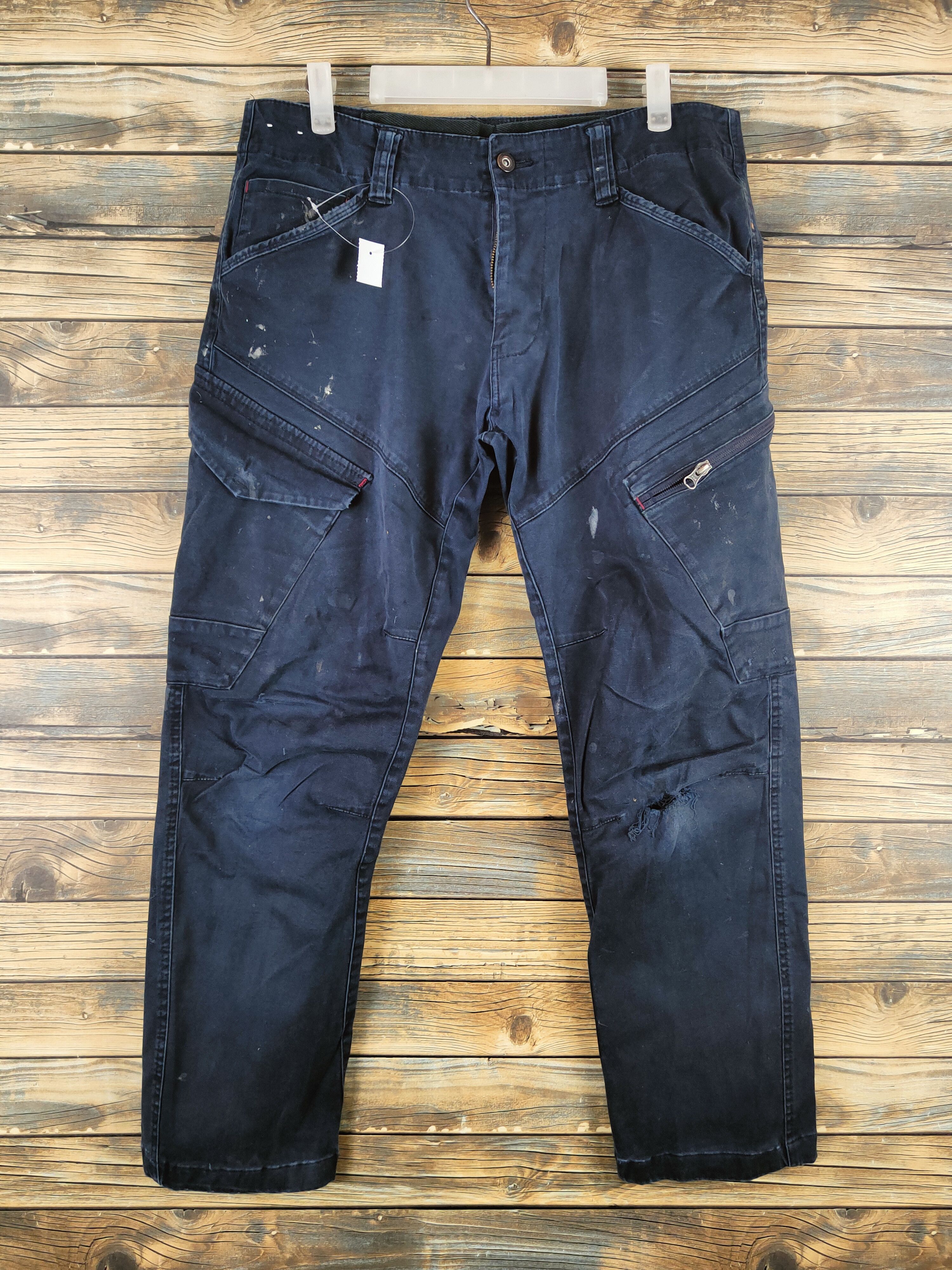 Japanese Brand Genba-Xebex Dark Blue Multipocket Cargo Pants #S2818 Size US 32 / EU 48 - 1 Thumbnail