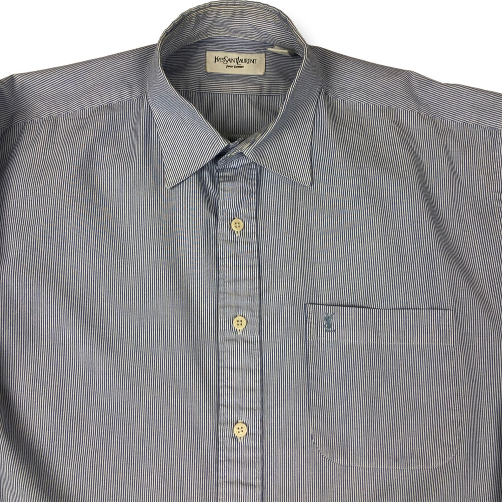 Yves Saint Laurent Yves Saint Laurent YSL Logo Striped Shirt Size US XL / EU 56 / 4 - 2 Thumbnail