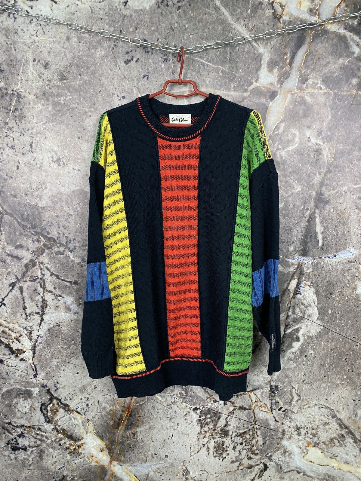 Men’s Carlo Colucci Sweater Multicolor Luxury Size XXL