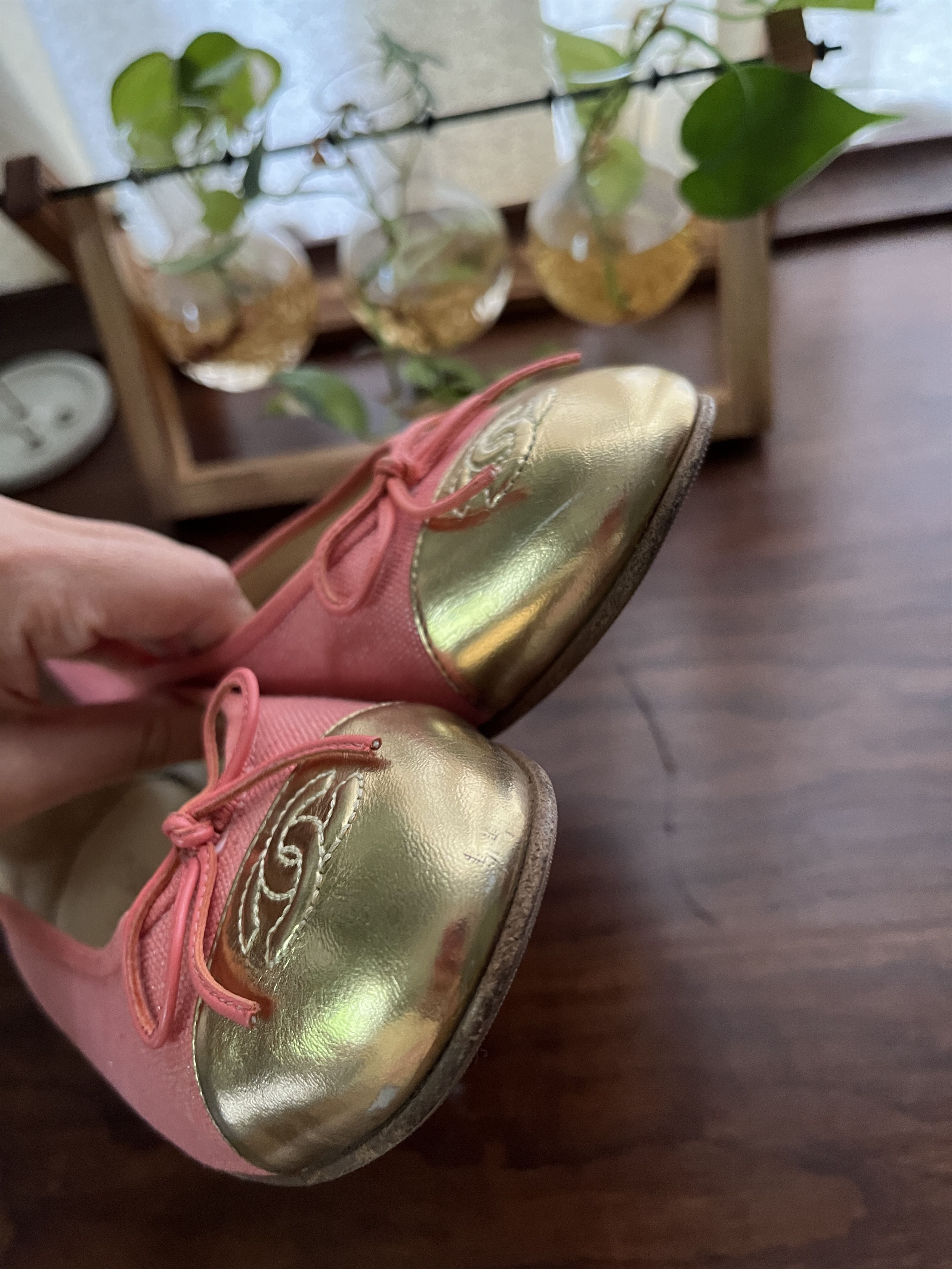 Chanel Chanel Pink and Gold Ballet Flats 37.5 Size US 7.5 / IT 37.5 - 3 Thumbnail