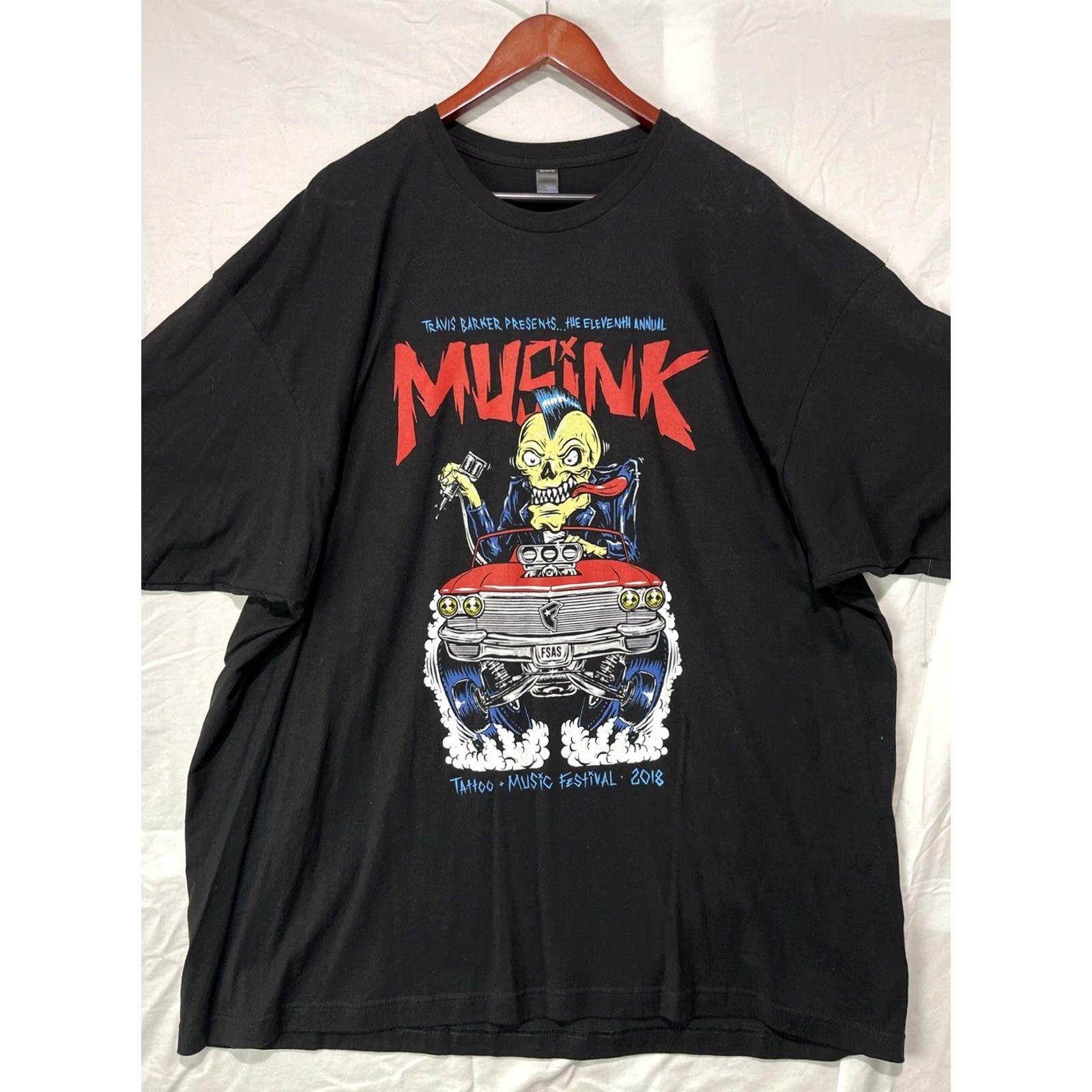 Tultex Travis Barker Shirt Mens 3XL Black Musink Tattoo Music Festival 2018 Concert T-Shirt Graphic Print Crew Neck Short Sleeve Tultex Mens Shirt Size US XXL / EU 58 / 5 - 2 Thumbnail