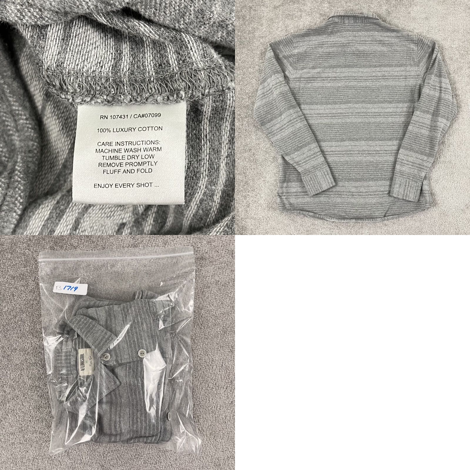 Vintage Linksoul Button-Up Shirt Mens Medium Gray Striped Long Sleeve Luxury Cotton Flannel Classic Outdoor Size US M / EU 48-50 / 2 - 8 Thumbnail
