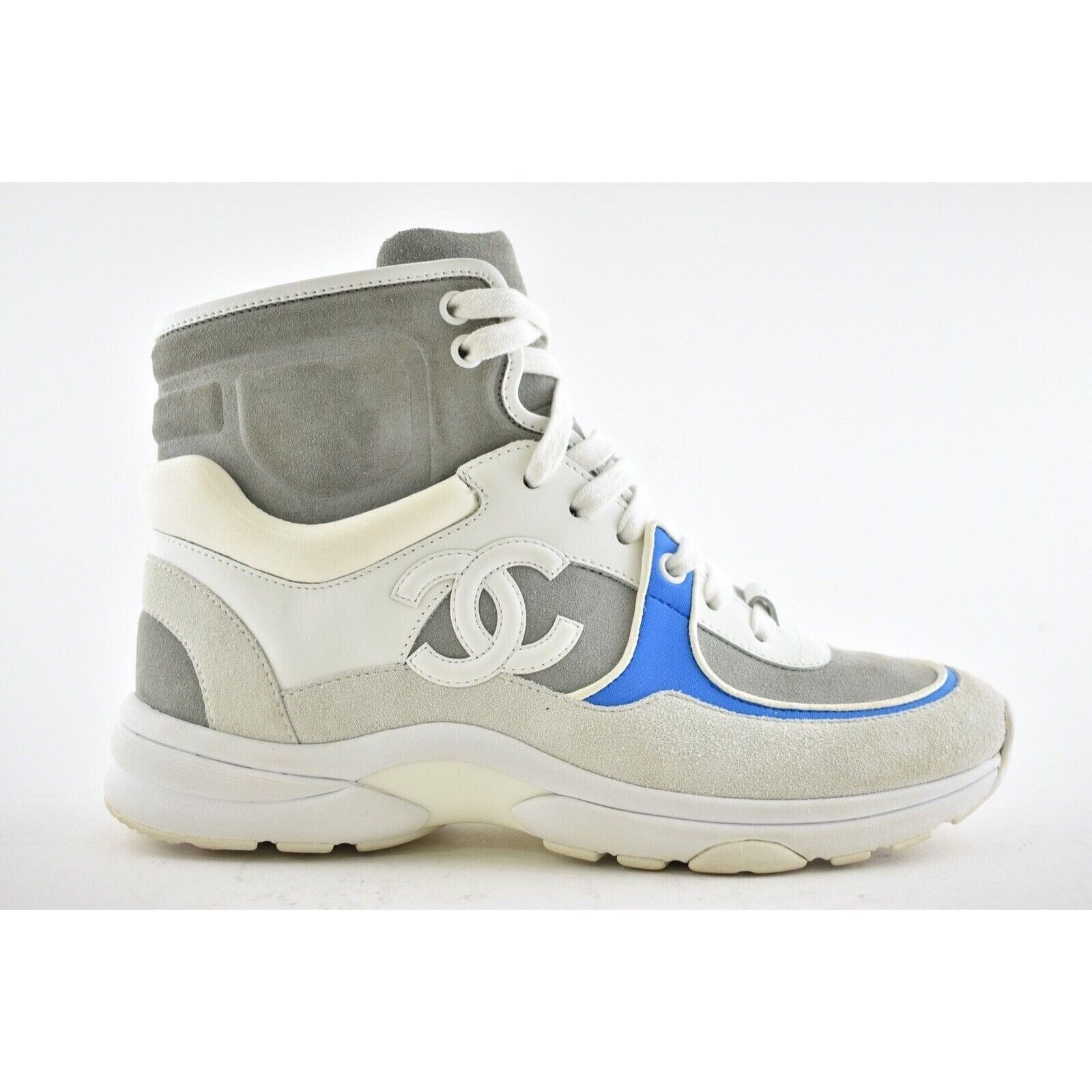 Chanel 18P CC Logo Lace Up Tie Flat Trainer High Top Sneaker 38 Size US 8 / IT 38 - 2 Thumbnail