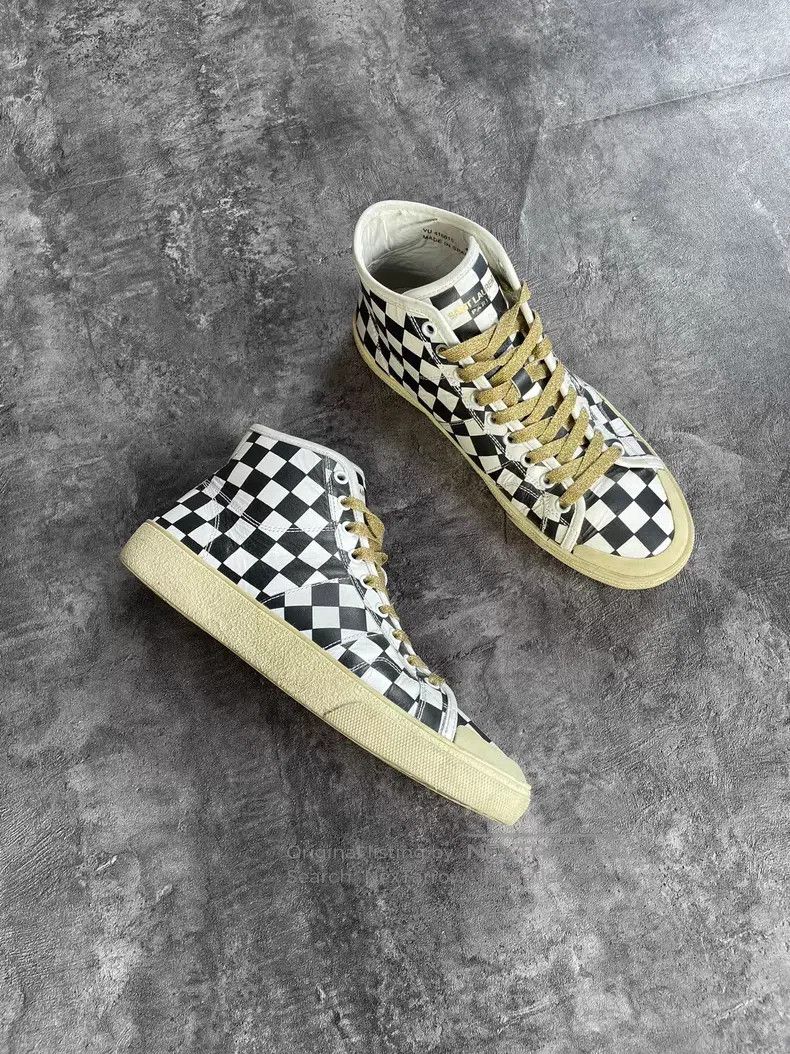 Saint Laurent Paris Saint Laurent Paris Chessboard Patchwork Canvas Shoes Size US 7 / EU 40 - 3 Thumbnail