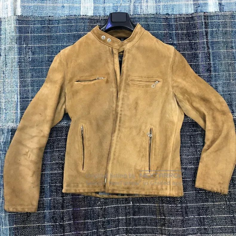 Schott Turned fur and stand-up collar leather jacket