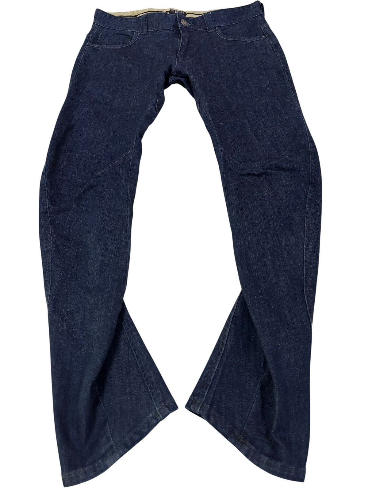 Japanese Brand Vtg BLACK by Back Number Japan Curved Jeans Size US 33 - 1 Thumbnail