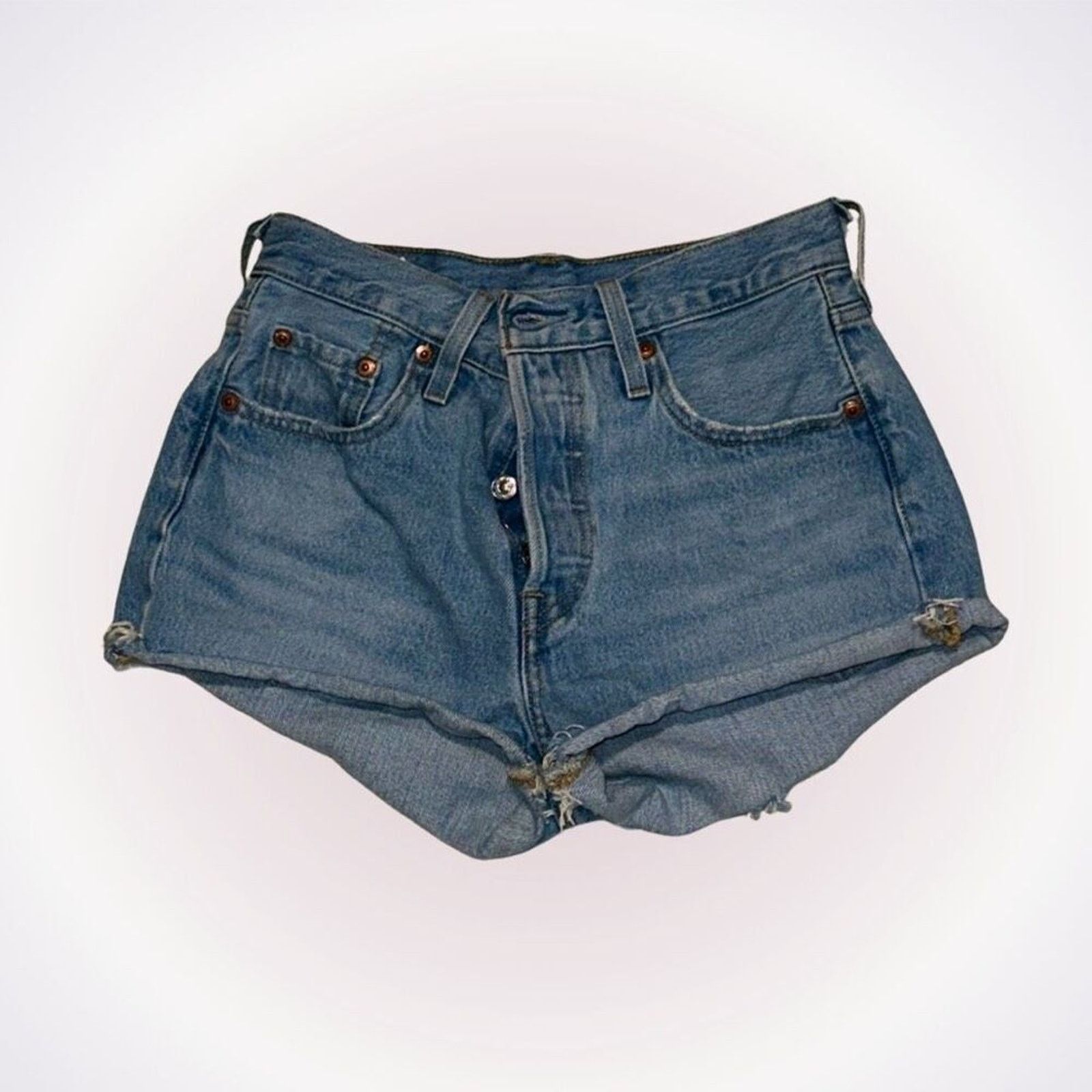 Levi's Levi’s Blue High Waist Cut-Off Denim Shorts | Sz 25 Size 25" / US 0 / IT 36 - 1 Thumbnail