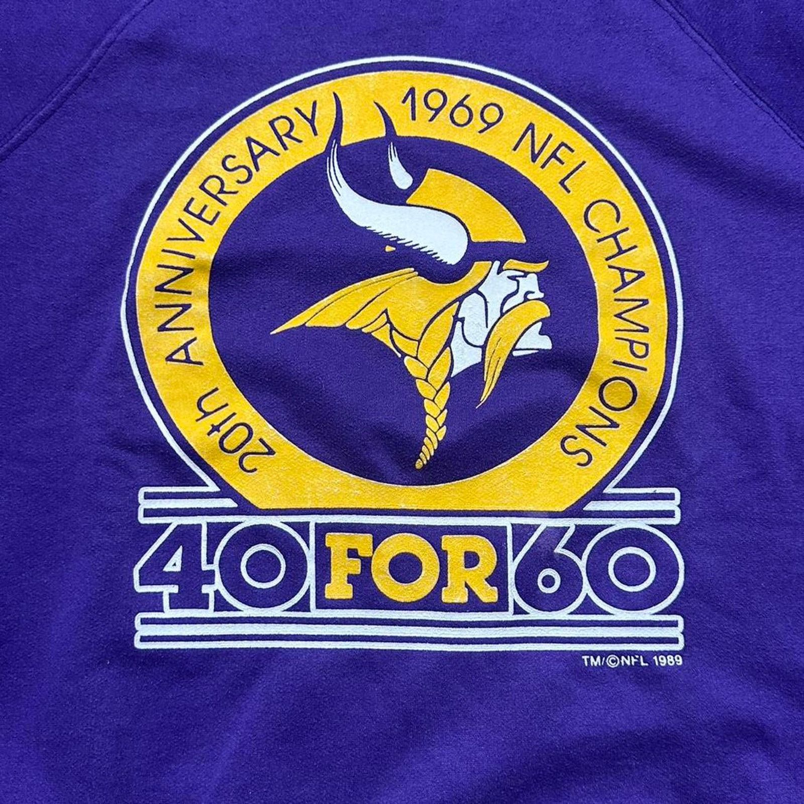 Hanes Vintage 80s Minnesota Vikings 40 For 60 Crewneck Sweatshirt Size US L / EU 52-54 / 3 - 2 Thumbnail