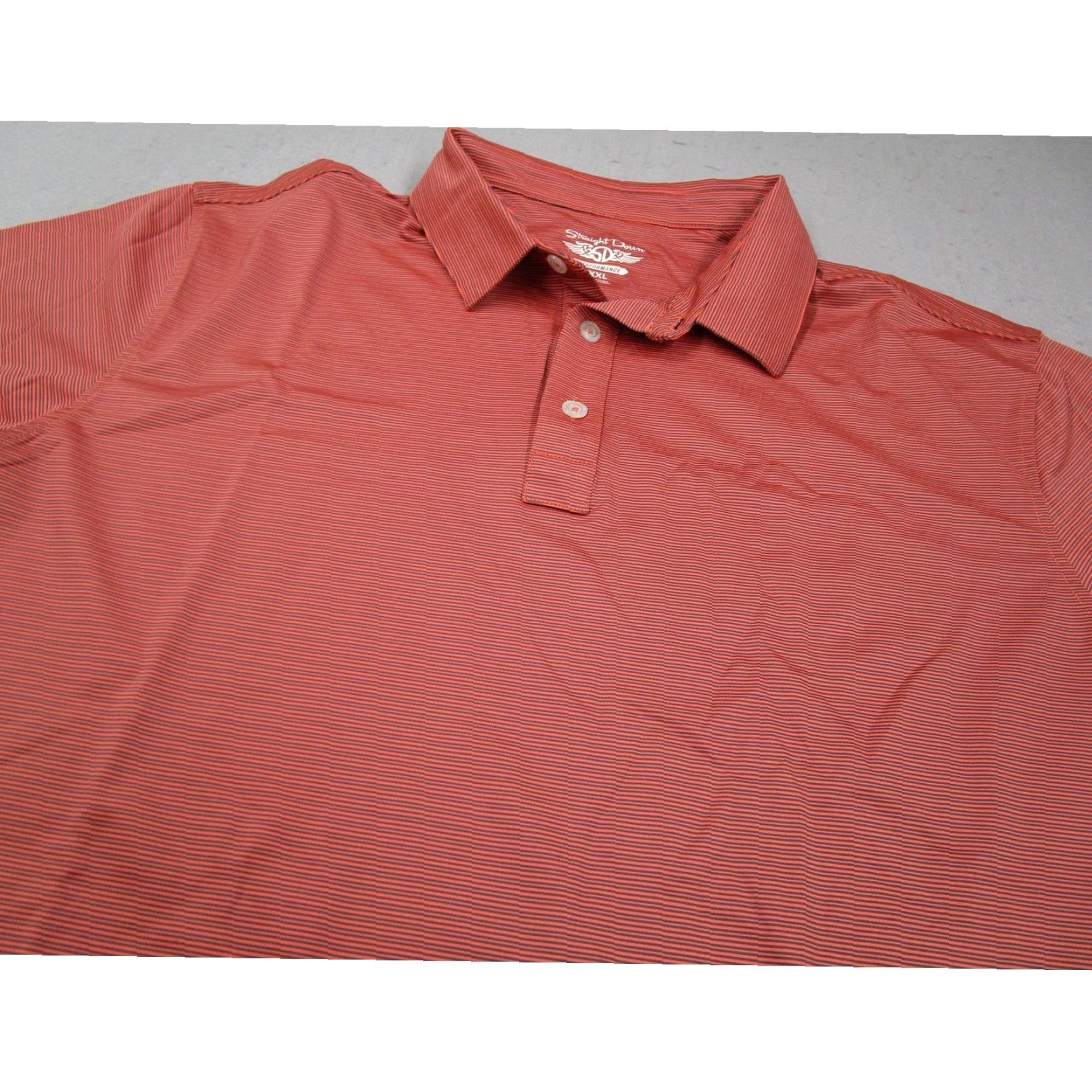 Vintage Straight Down Polo Shirt Mens 2XLT Orange Navy Blue Micro Stripe Golf Shirt Size US XXL / EU 58 / 5 - 2 Thumbnail