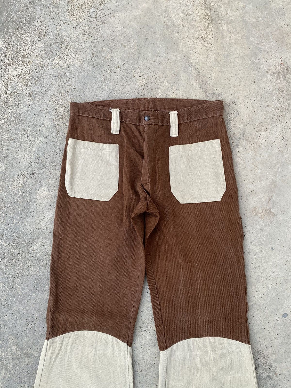 Vintage Vintage 1970s Bell Bottom Two Tone Sanforized Denim Size US 30 / EU 46 - 2 Thumbnail