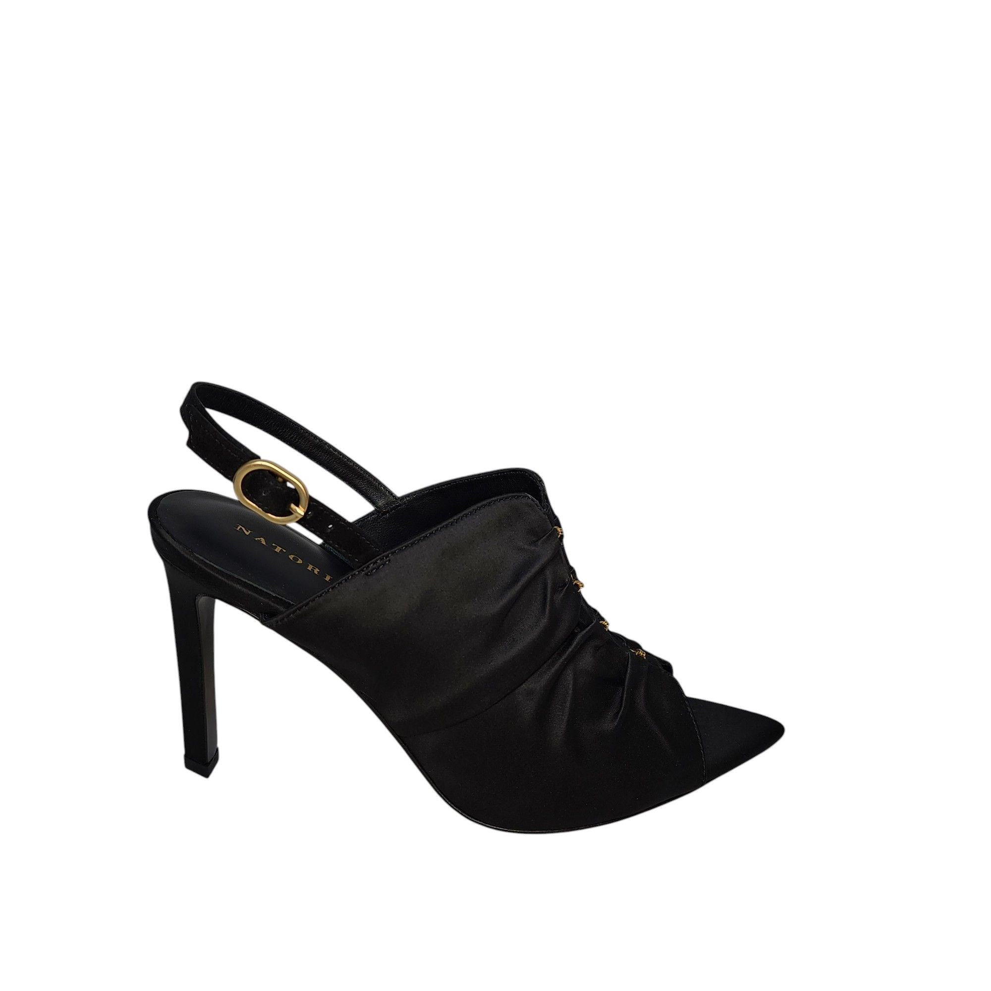 Other Natori Black Satin Silk Pointed Toe Stiletto Sandals Size US 8 / IT 38 - 2 Thumbnail