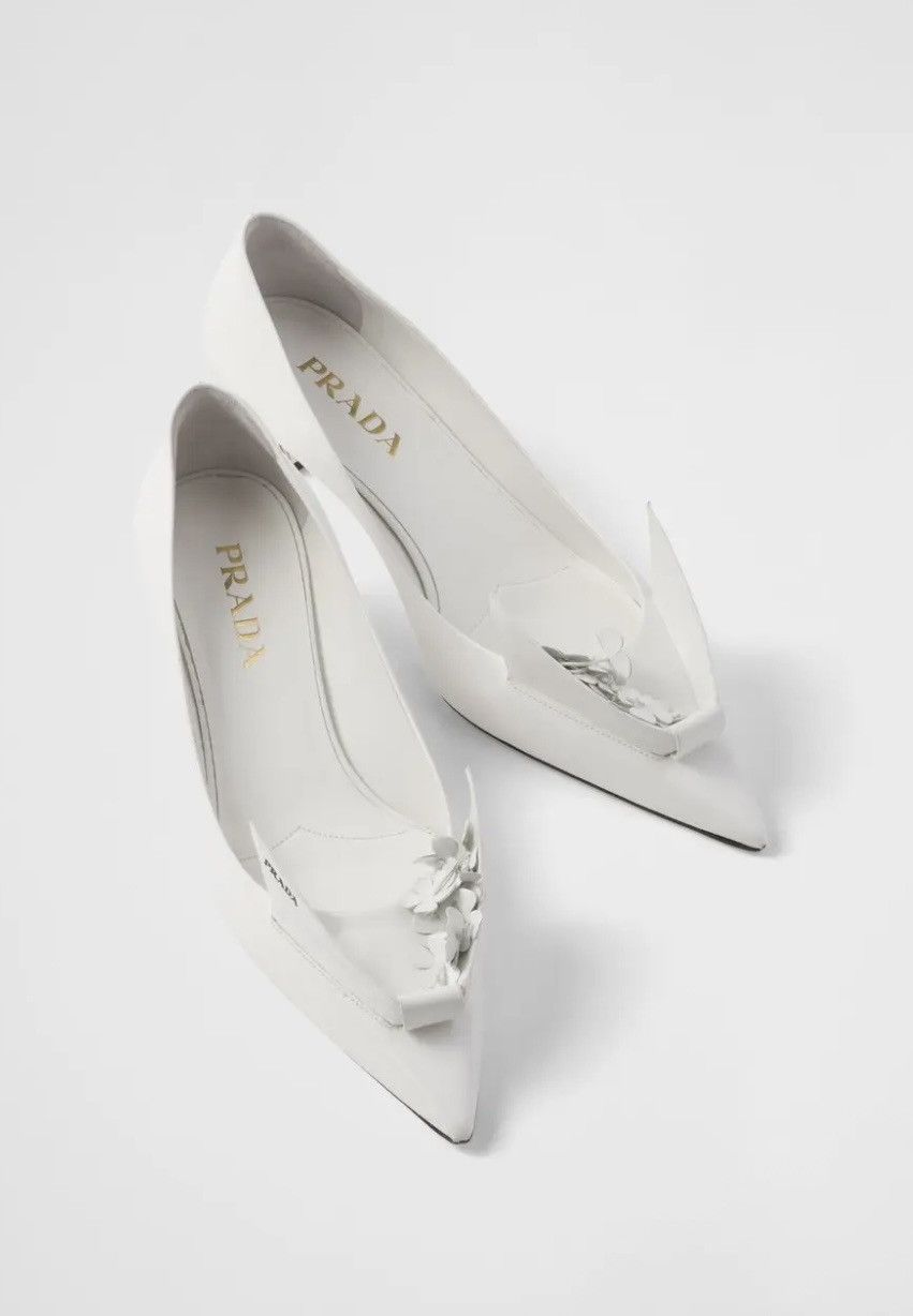 Prada PRADA Bunny Brushed Leather Kitten Heel Pumps Floral Size US 9 / IT 39 - 3 Thumbnail