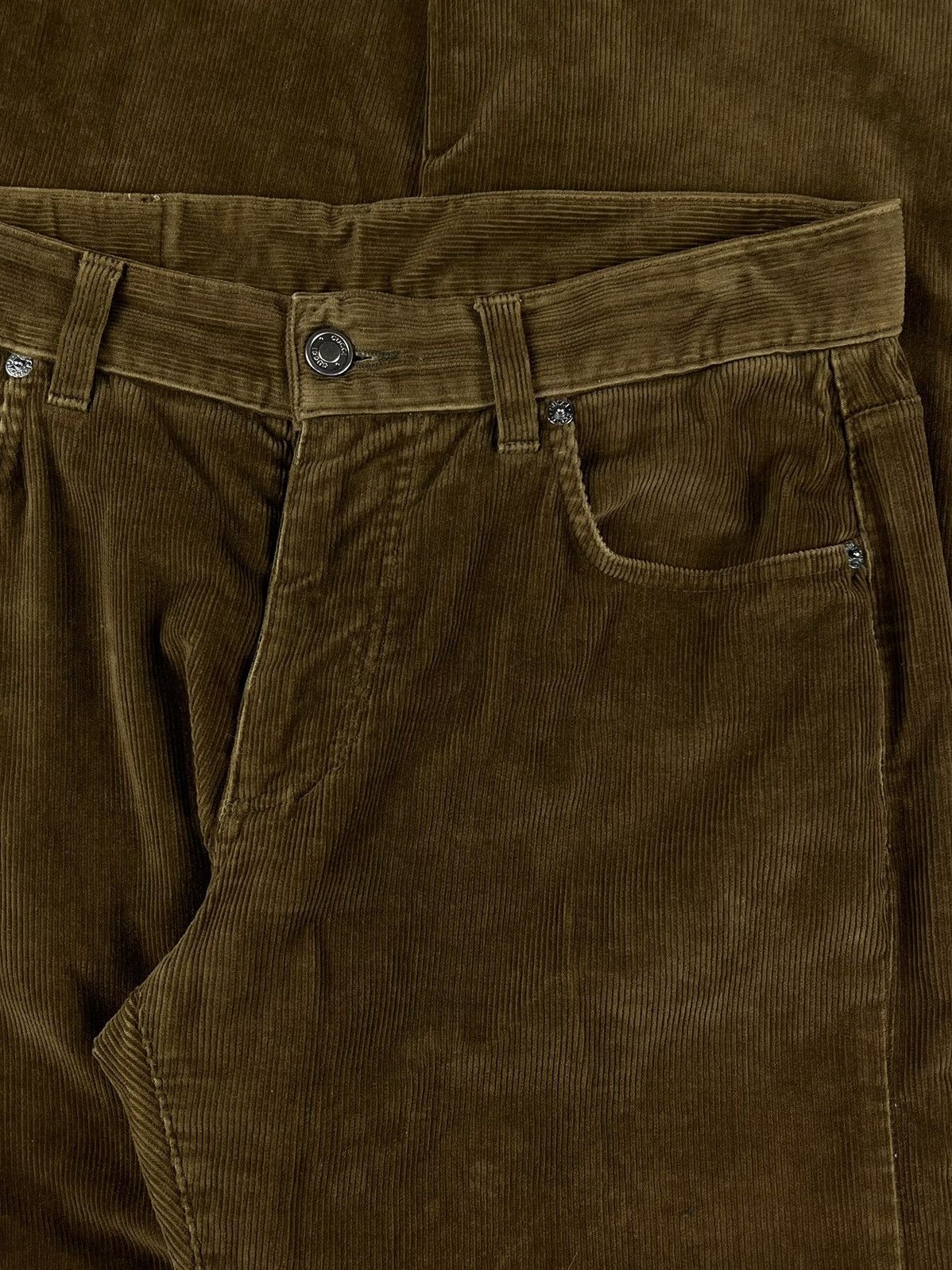 Gucci Gucci Tom Ford Leather Patch Wide Leg Corduroy Jeans Brown Size US 32 / EU 48 - 3 Thumbnail