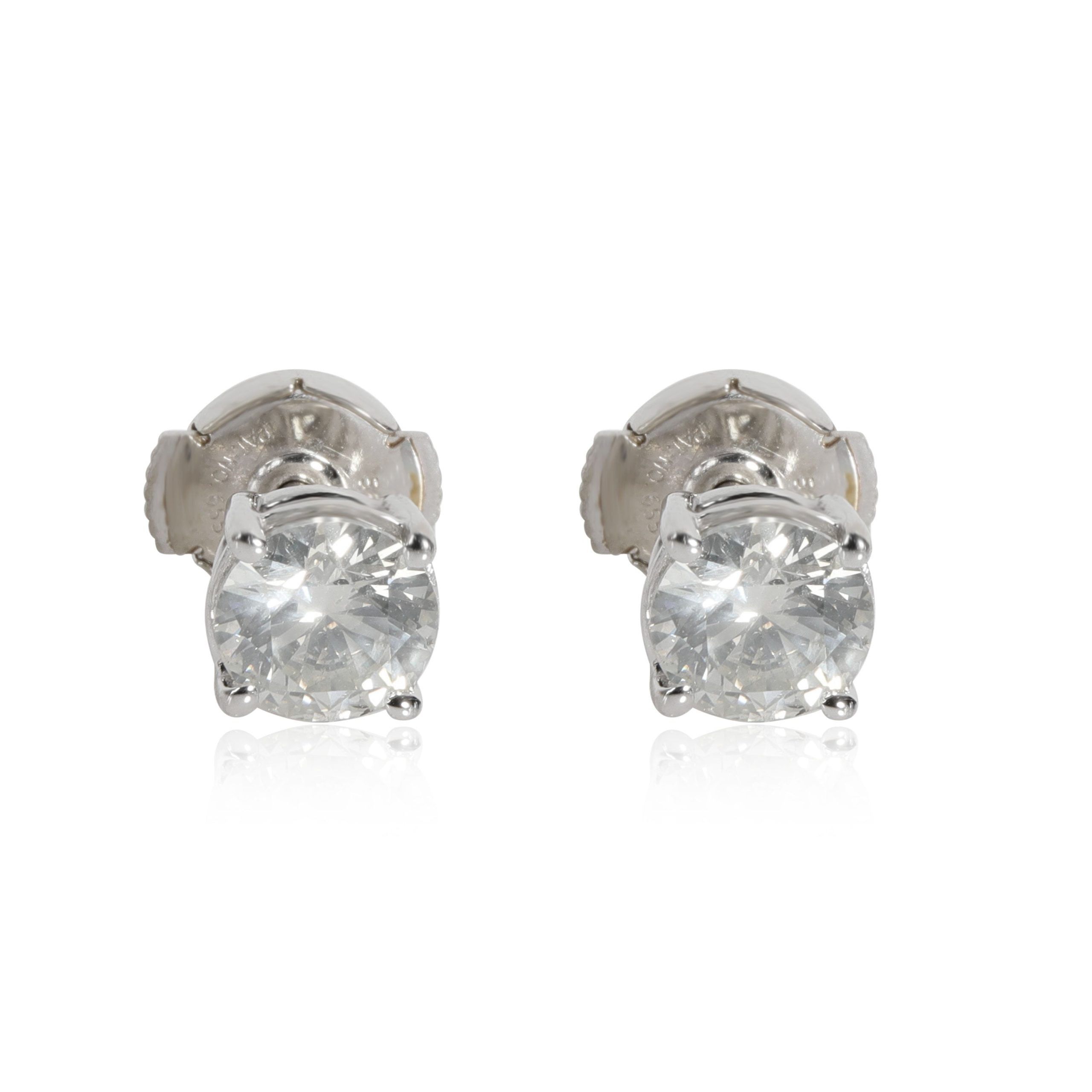 image of Four Prong Diamond Stud Earring In 14K White Gold F-G Si1 1.25 Ctw, Women's