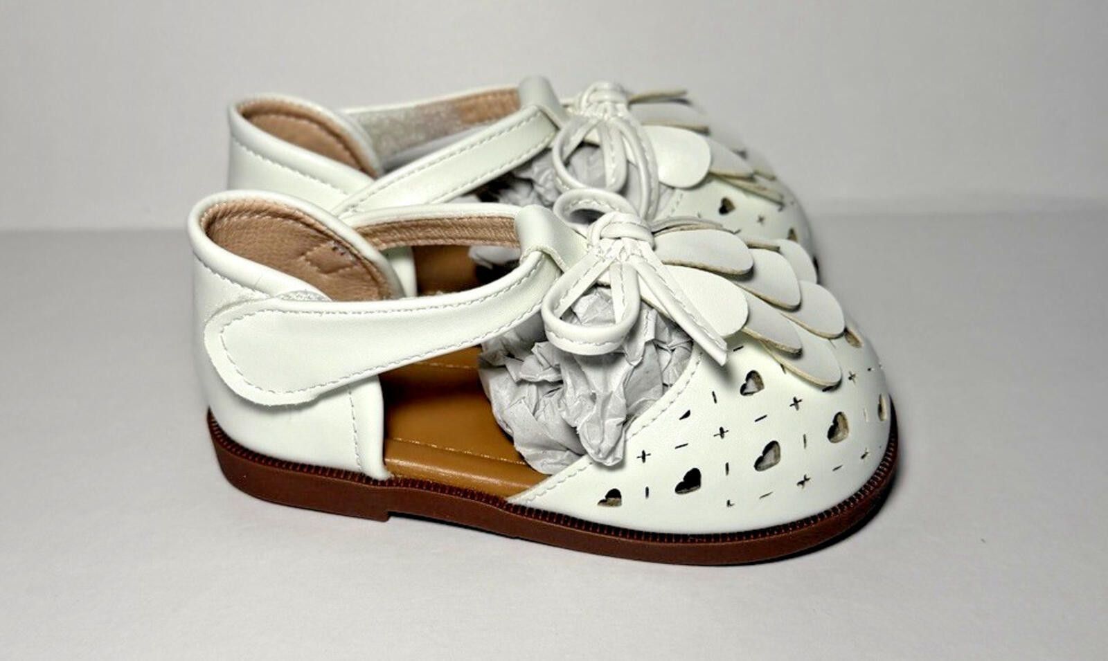 Shein Hook & Loop Walking Sandals Closed Toe Bow Tassel White Size US 5 / EU 37 - 3 Thumbnail