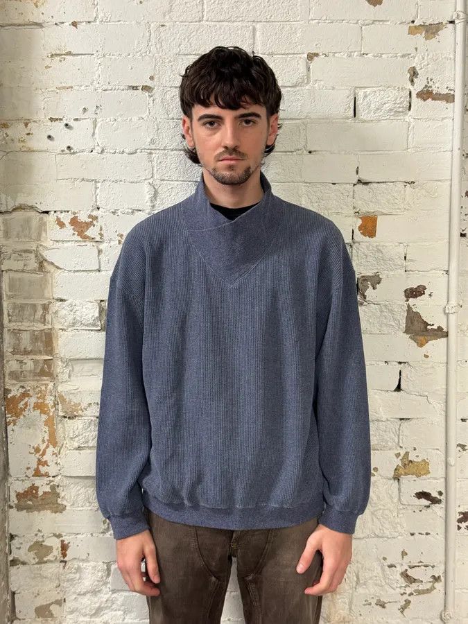 Giorgio Armani 1990s Giorgio Armani High Neck Blue Wool Sweater Size US L / EU 52-54 / 3 - 2 Thumbnail