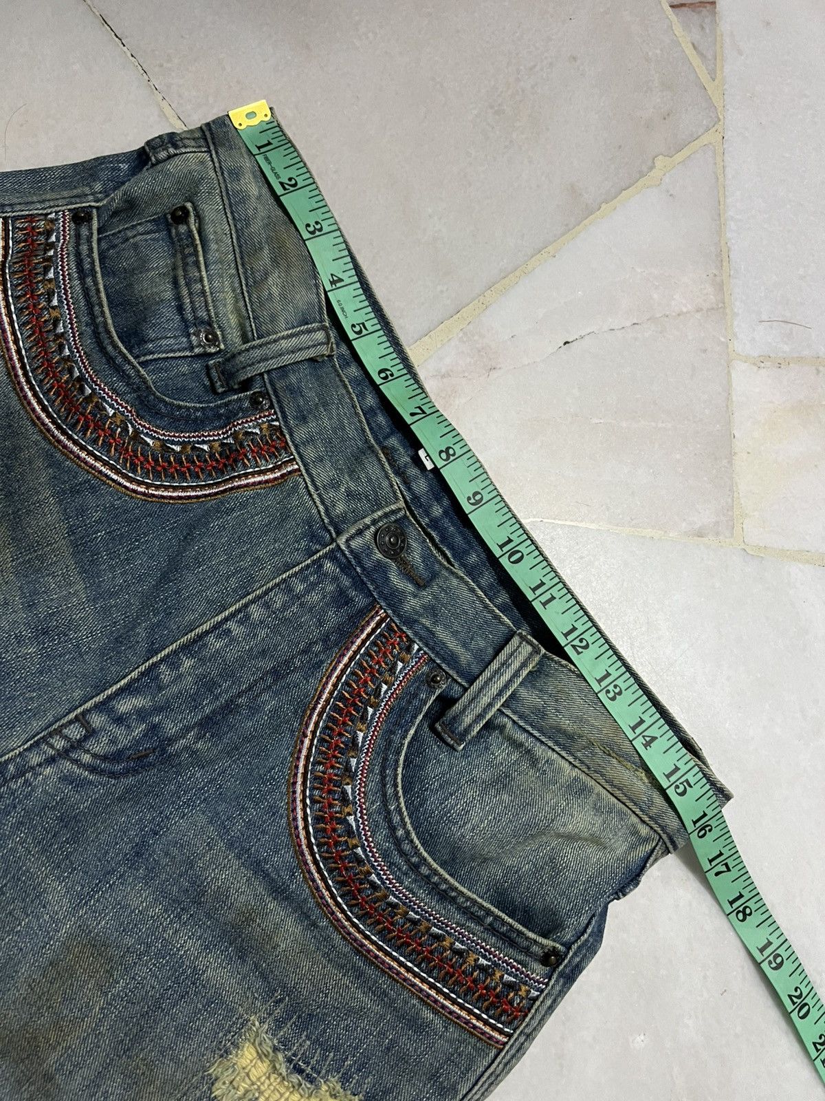 Japanese Brand × Jean × Vintage Japanese brand exhibitionist Distress Dirty Jean Size US 32 / EU 48 - 3 Thumbnail