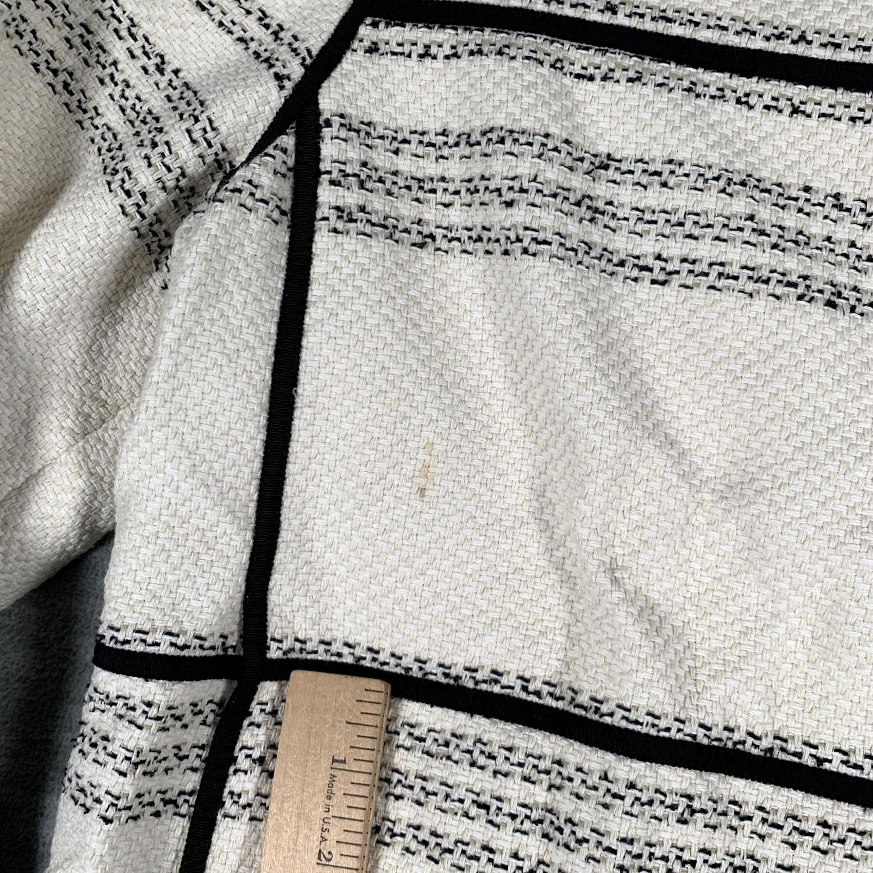 Vintage Lafayette 148 New York Jacket Womens Large White Stripe Tweed Collarless Zip Size L / US 10 / IT 46 - 4 Thumbnail