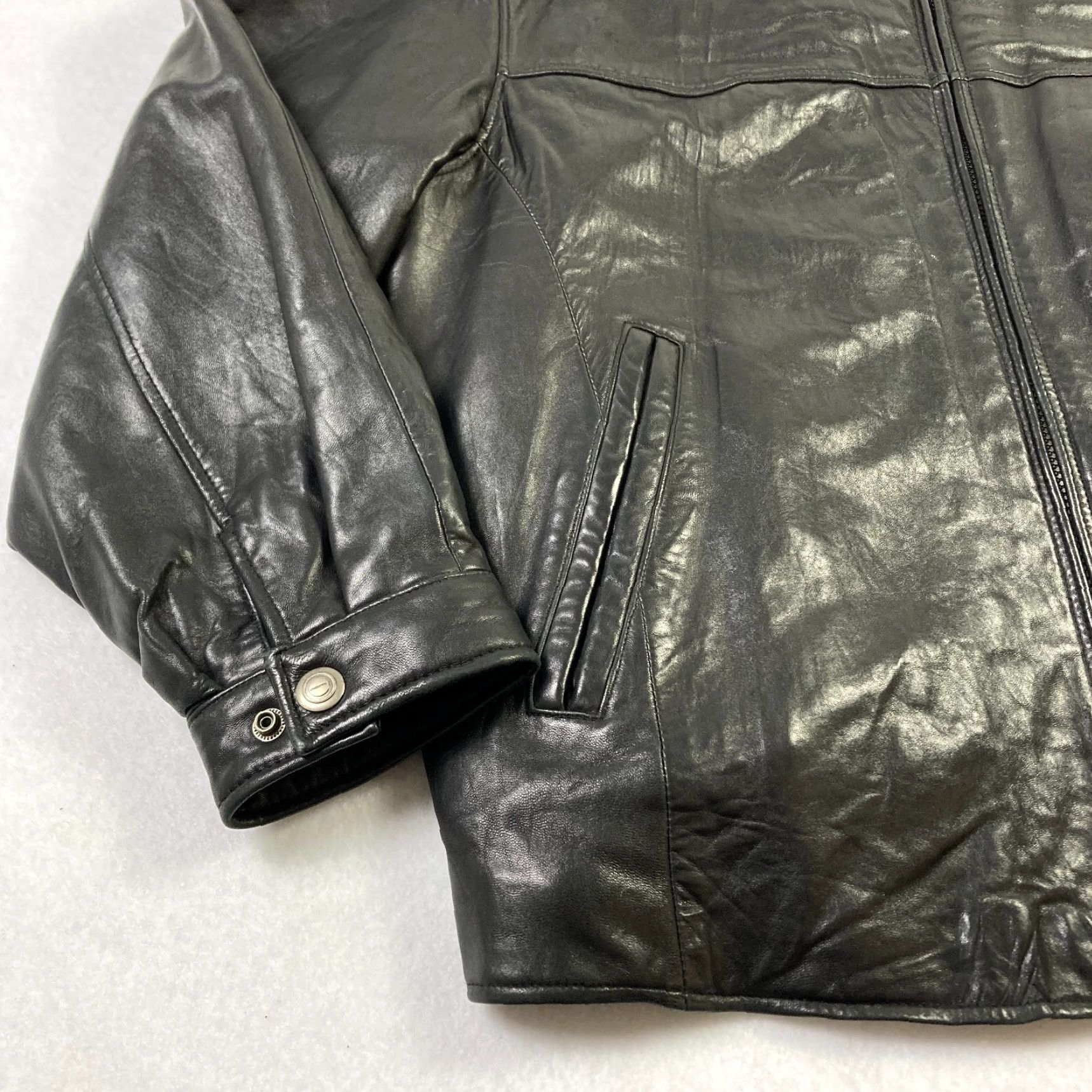 Liz Claiborne Claiborne Leather Jacket Mens XL Quilted Adjustable Waist Biker Size US XL / EU 56 / 4 - 2 Thumbnail