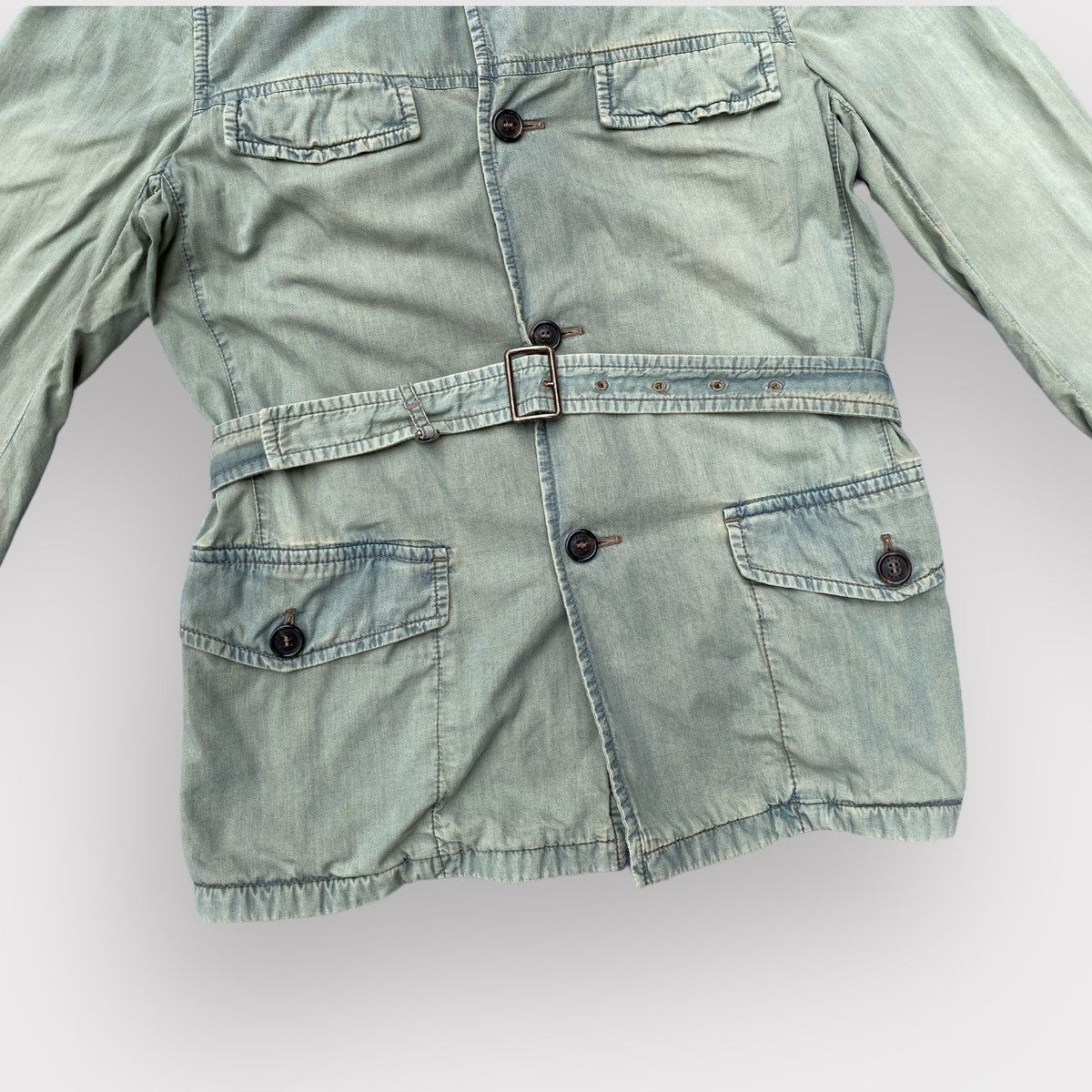 Prada SS05 Runway Worn Denim Military Belted Back Jacket Size US S / EU 44-46 / 1 - 4 Thumbnail