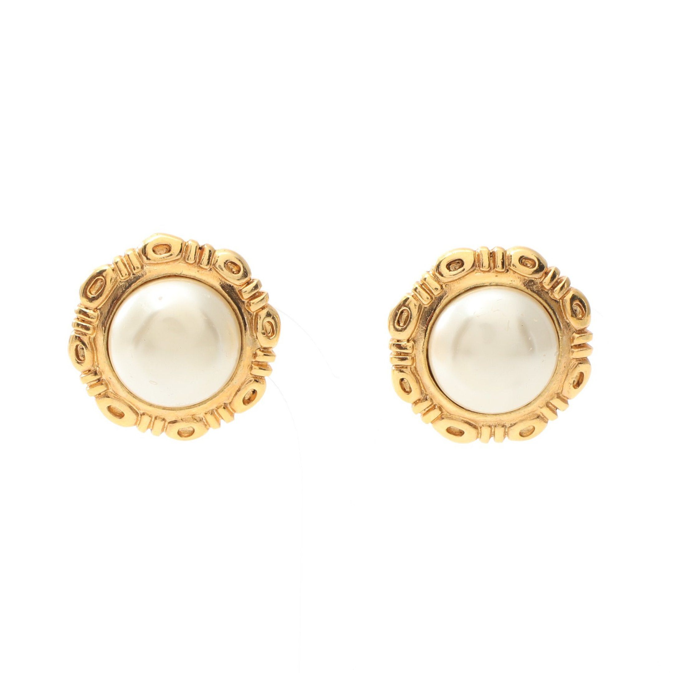 image of Chanel Earrings Gp Fake Pearl Gold Vintage, Women's